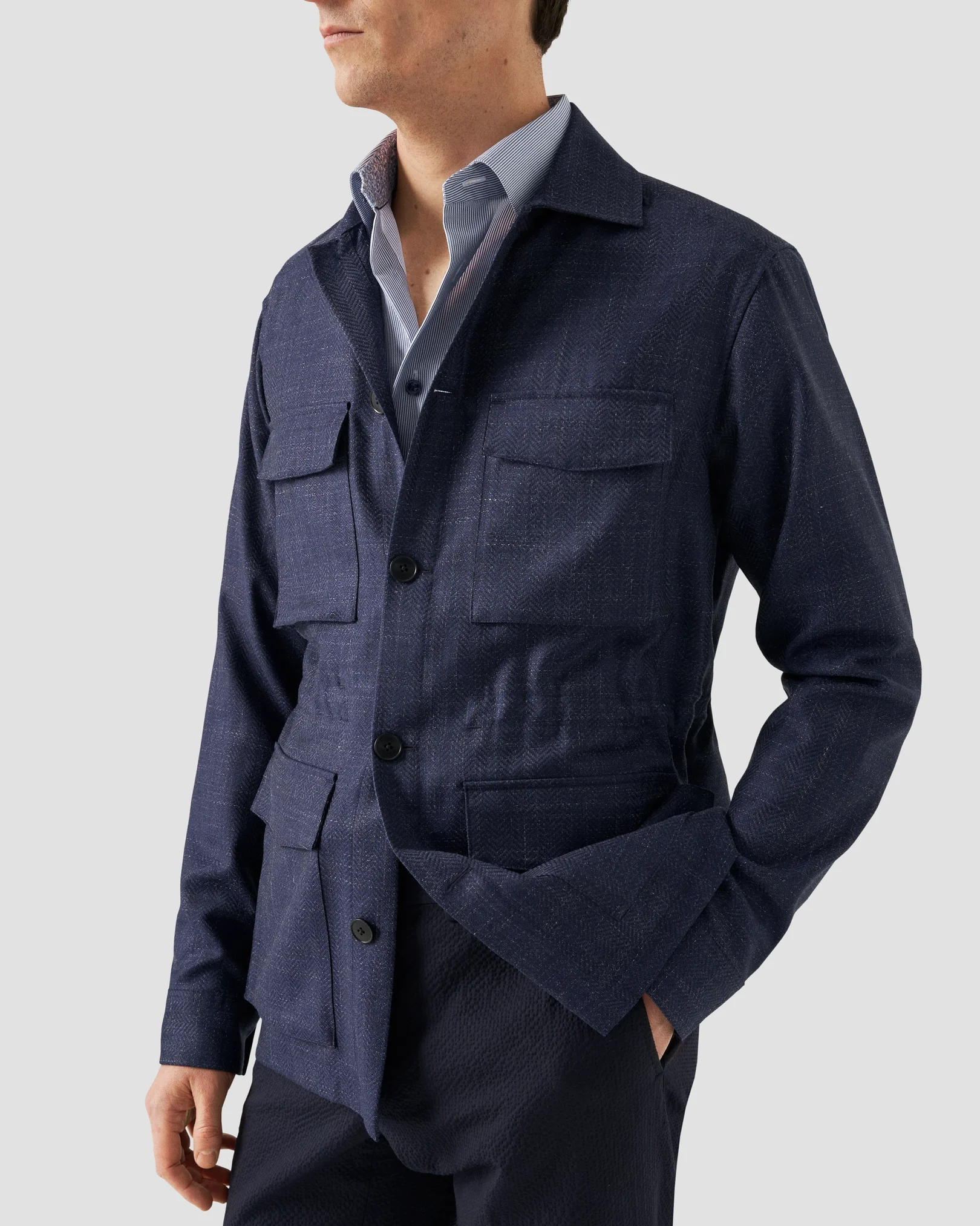 Eton - mid blue special detailed shirt