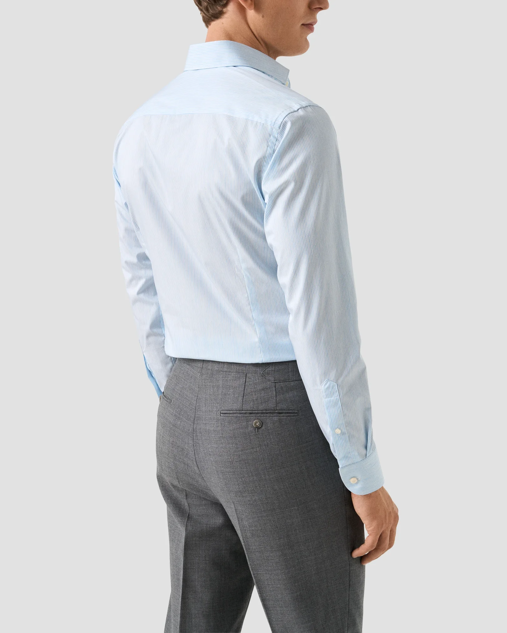 Eton - light blue striped melange twill shirt