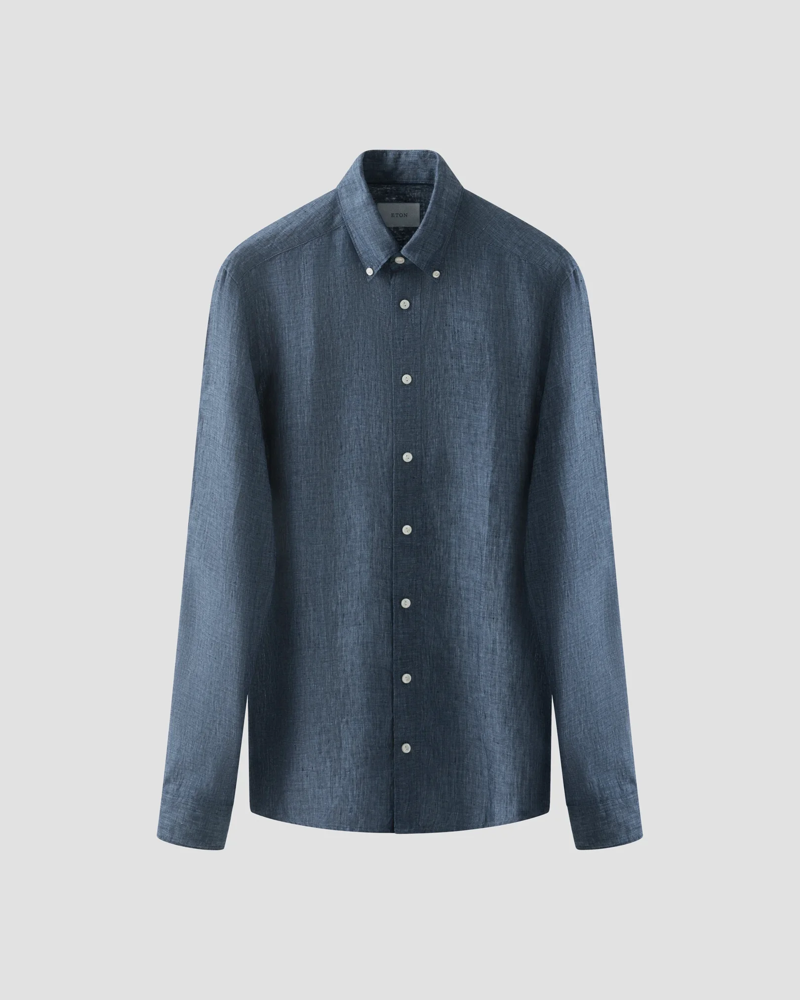 Eton - dark blue indigo plain weave linen shirt