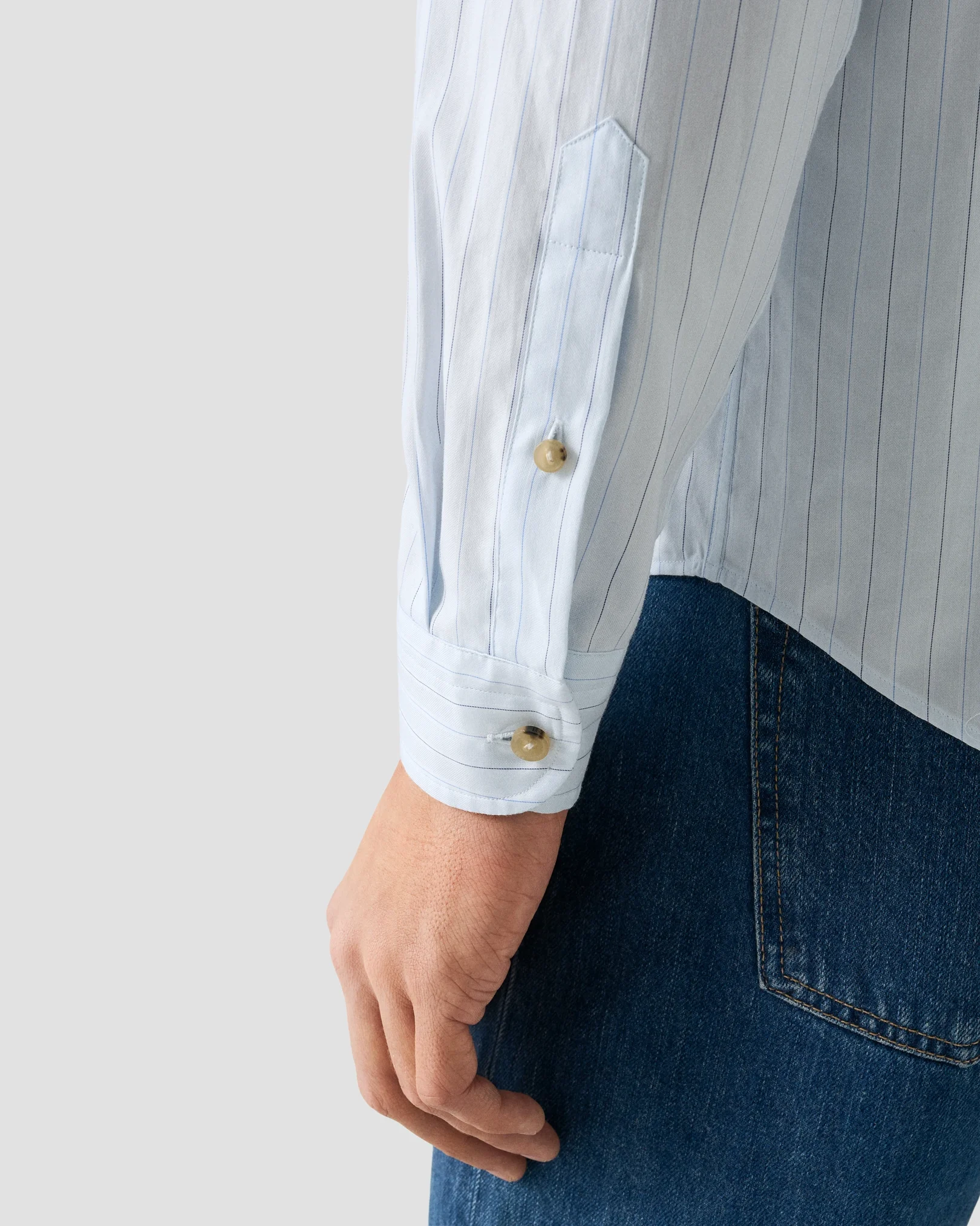 Eton - mid blue pin striped signature oxford shirt button down