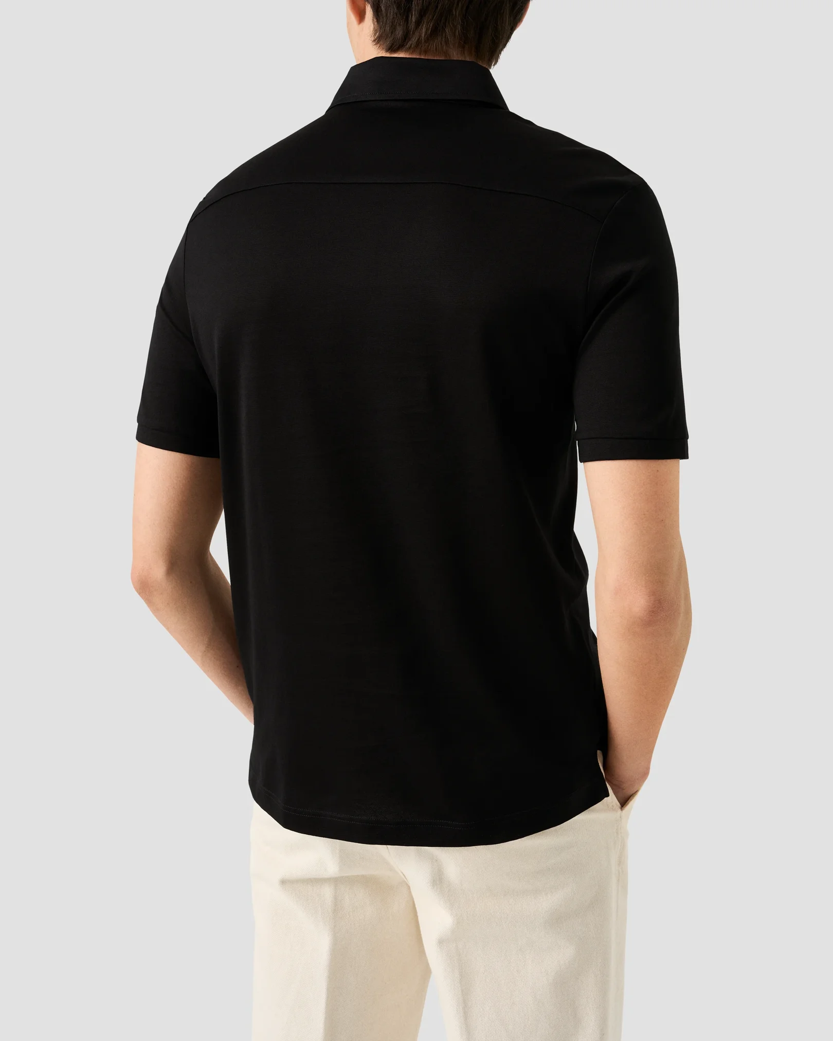 Eton - jacquard filo di scozia polo shirt black jacquard