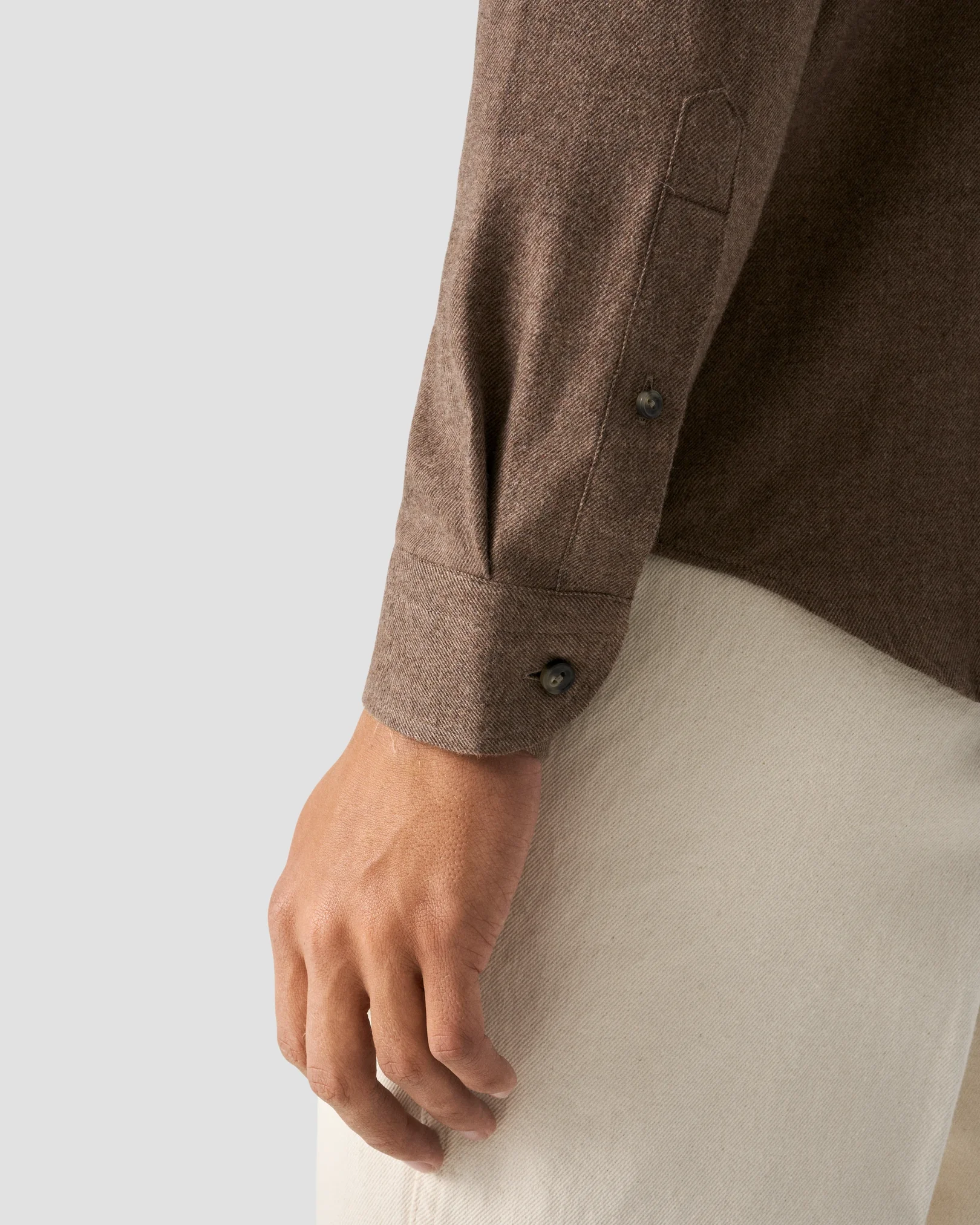 Eton - brown solid flannel shirt