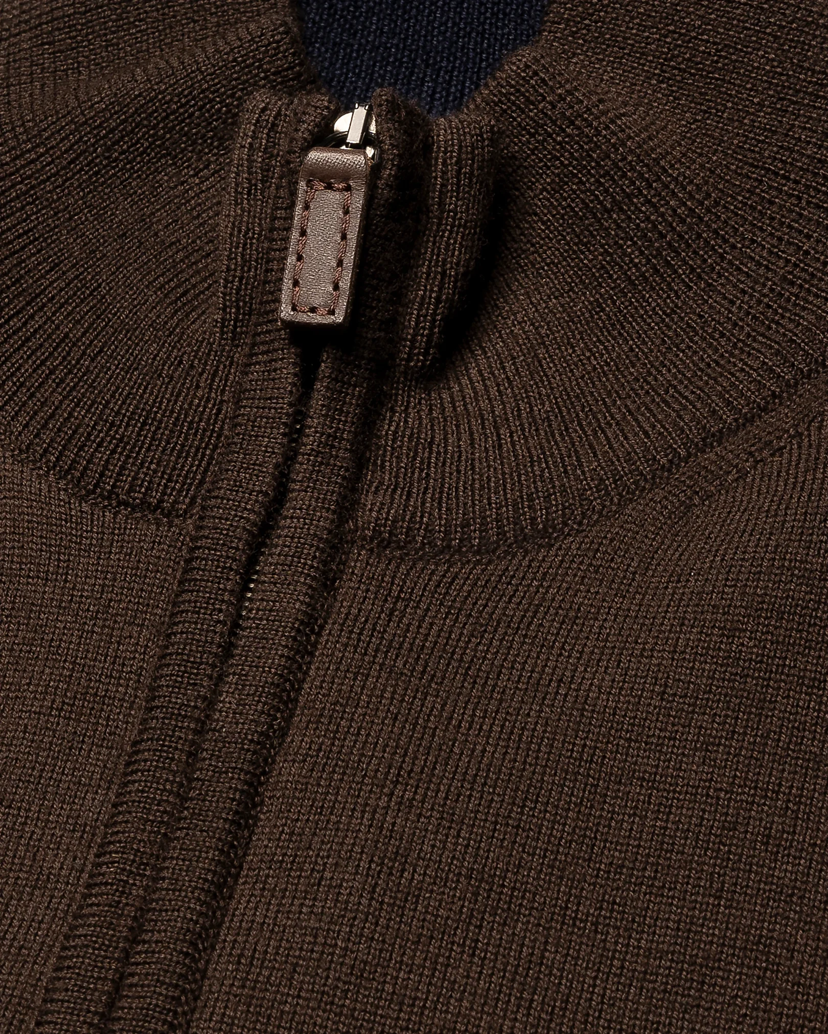 Eton - dark brown merino full zip knit cardigan