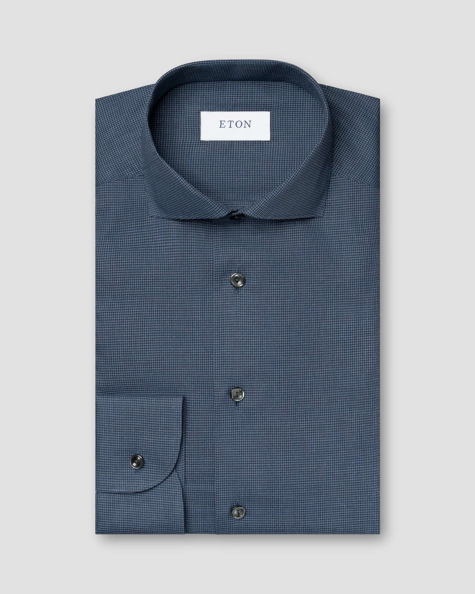 Eton - Chemise en flanelle sans plis à motif pied-de-poule