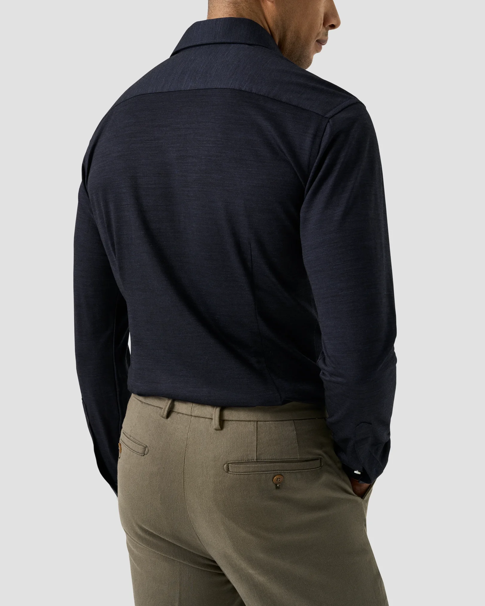 Eton - merino lyocell jersey shirt navy blue merino lyocell jersey shirt