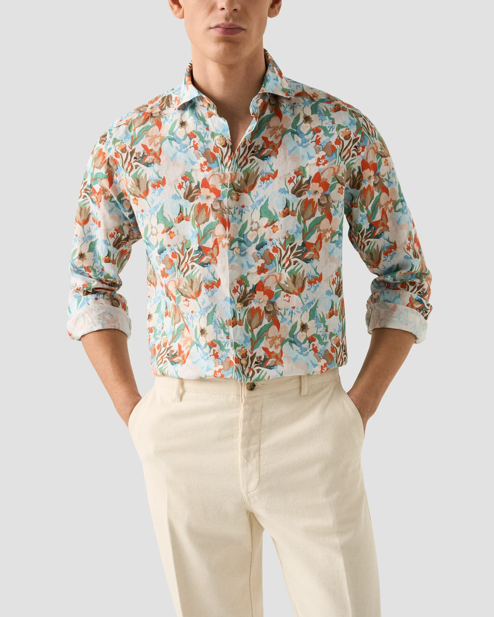 Eton - floral linen print shirt