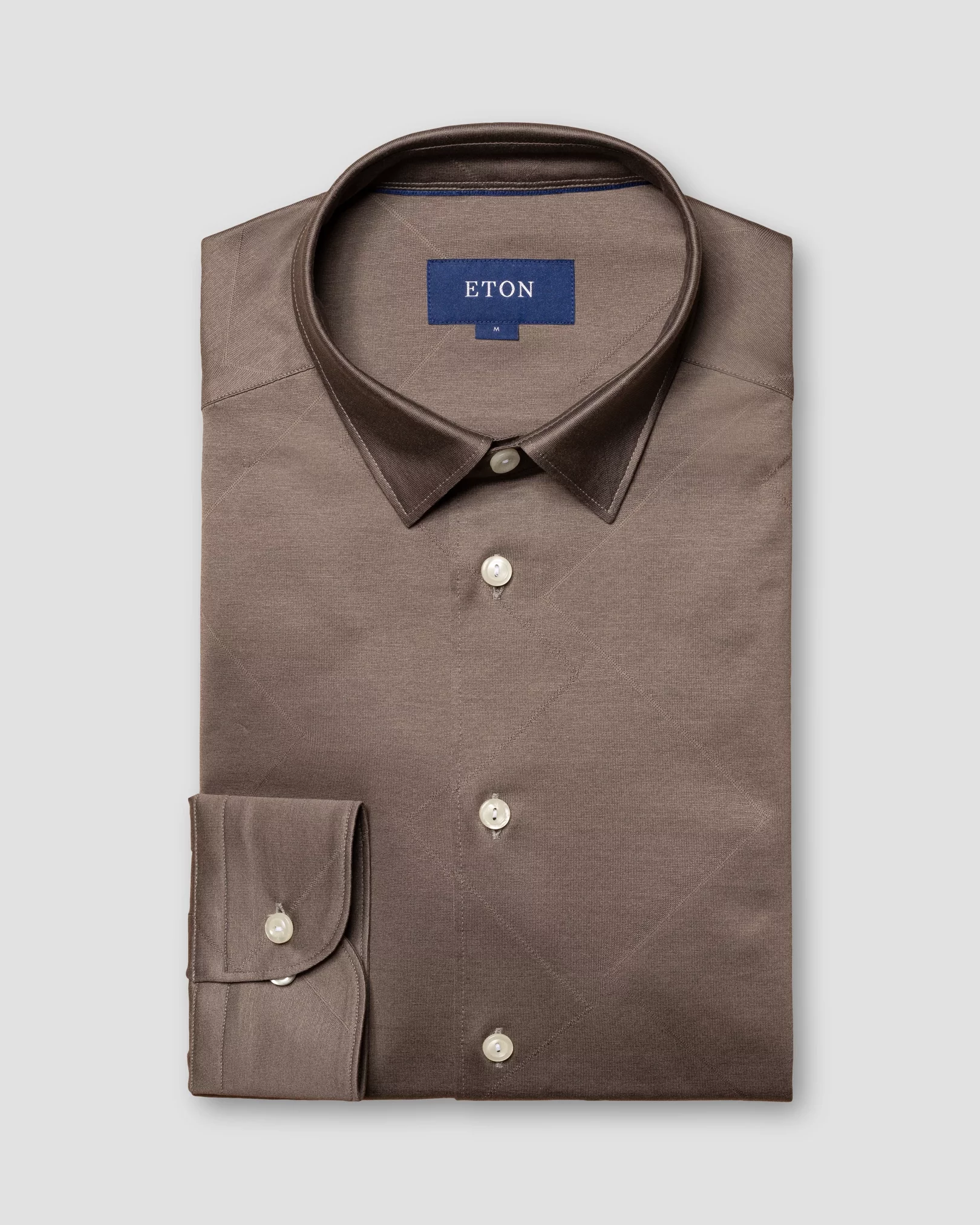Eton - light brown jersey shirt jacquard fil coupe