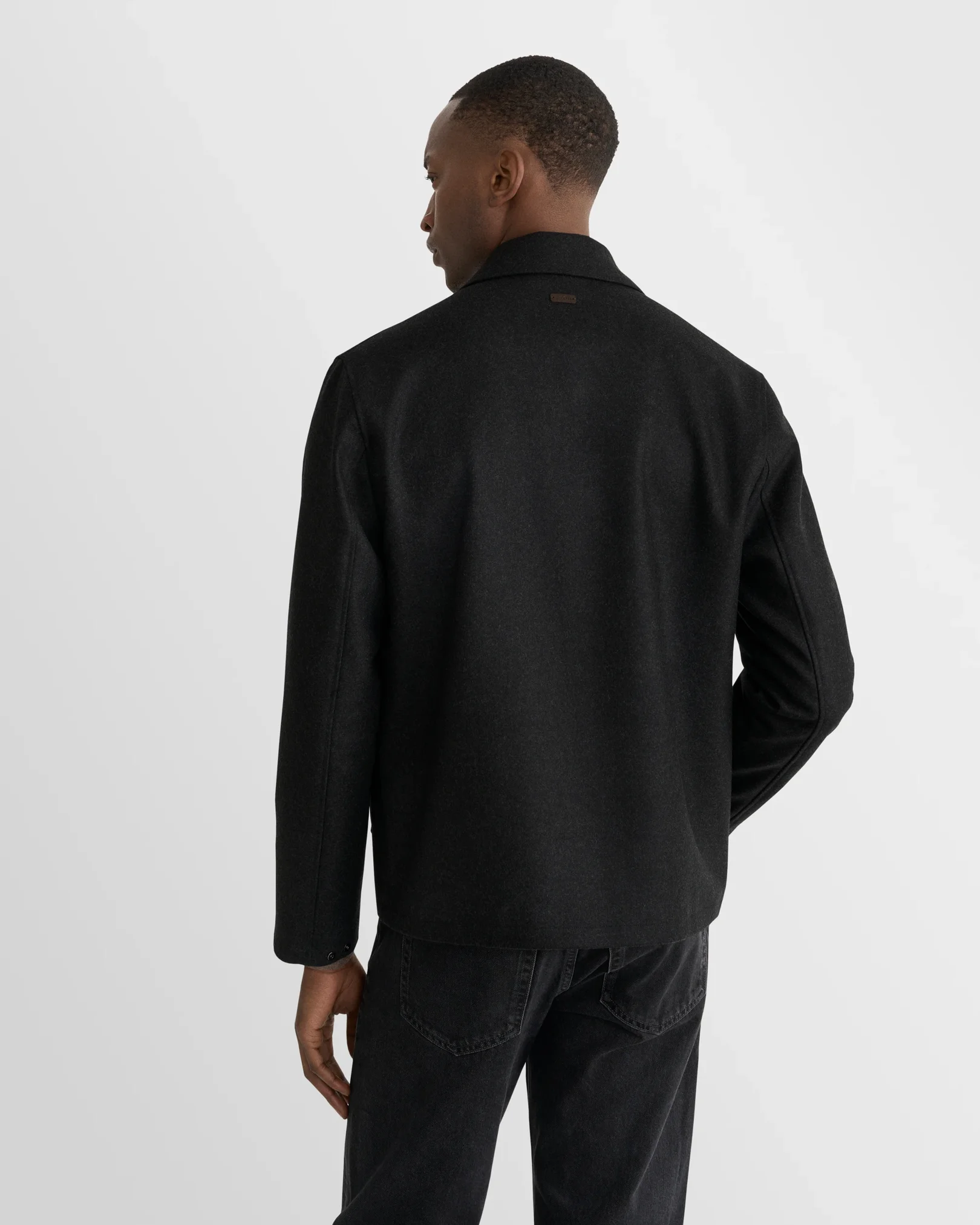 Eton - black wool harrington full zip jacket