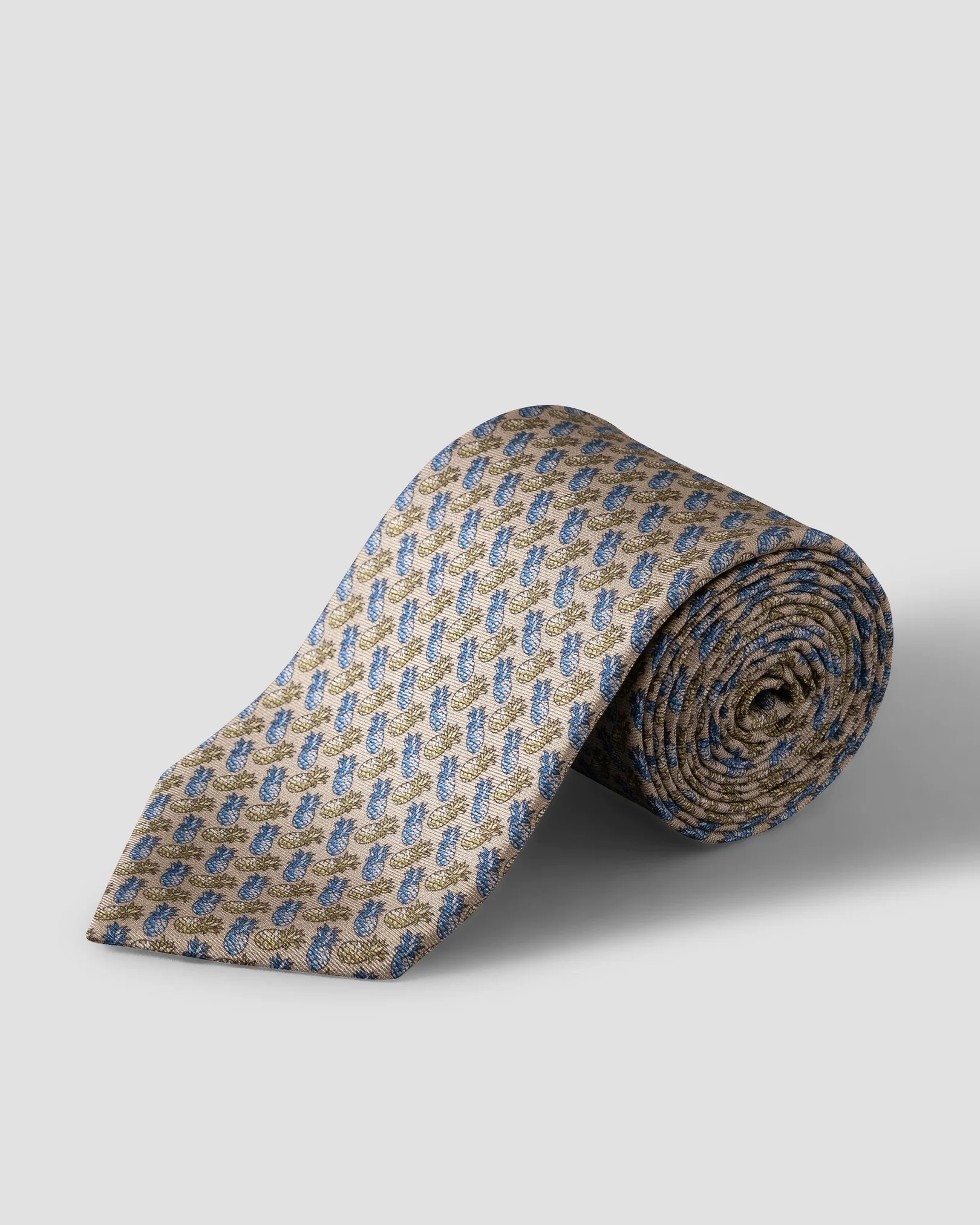 Eton - beige pineapple print silk tie