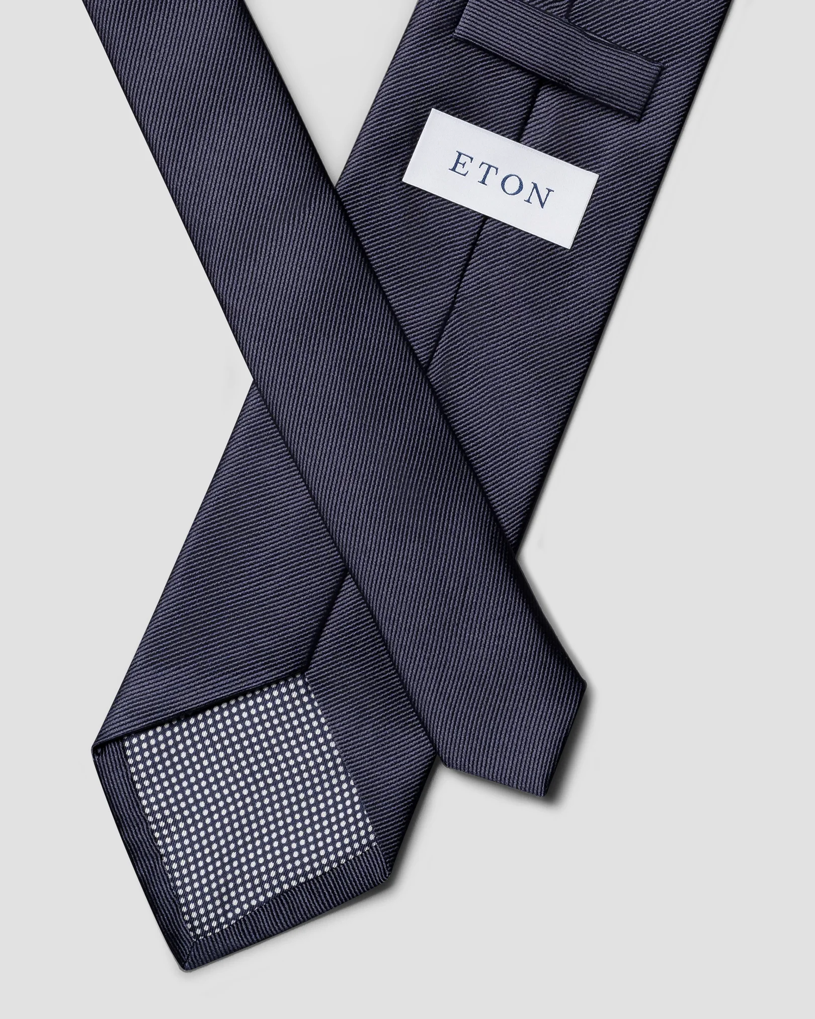 Eton - navy blue solid silk twill tie