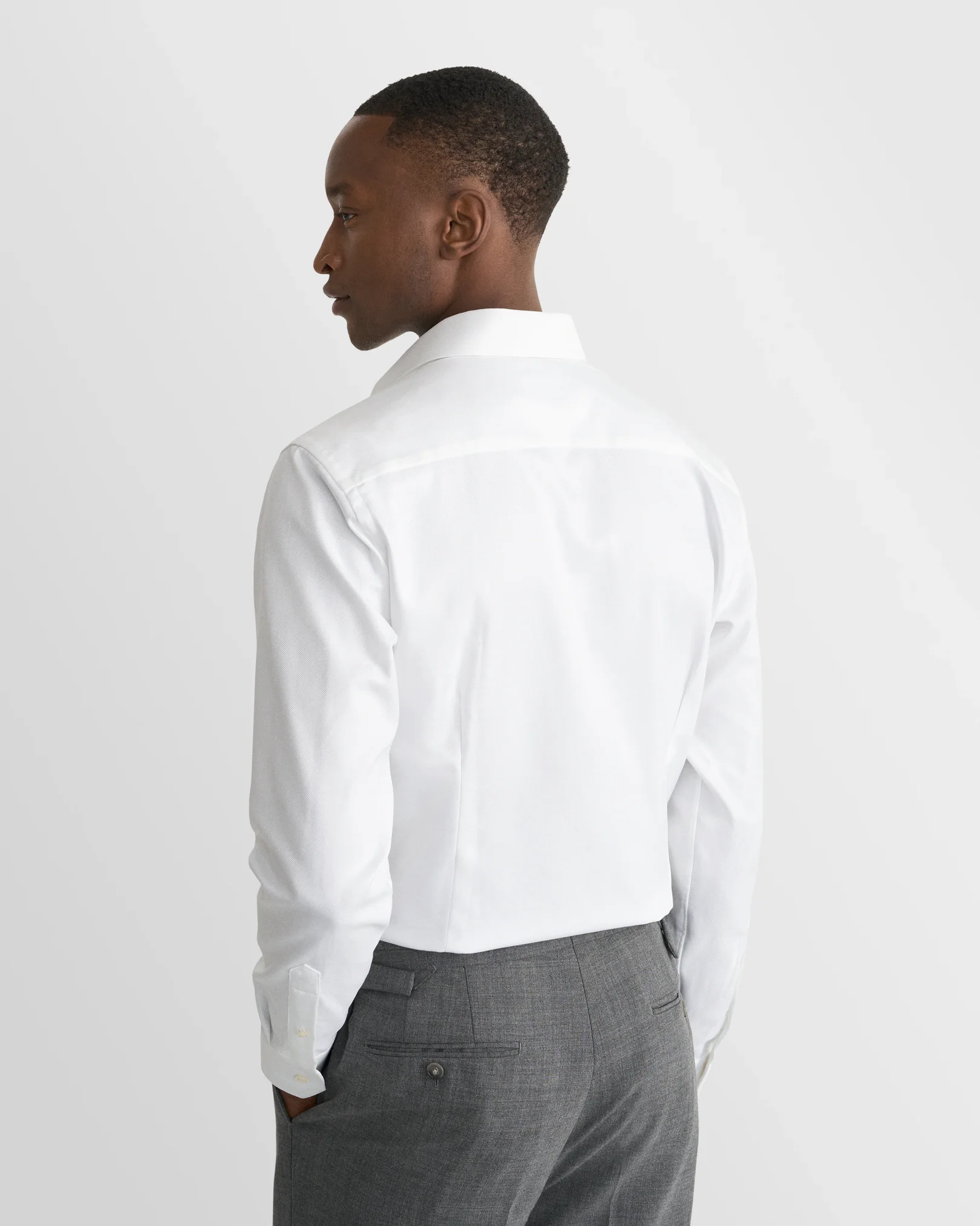 Eton - white textured twill shirt