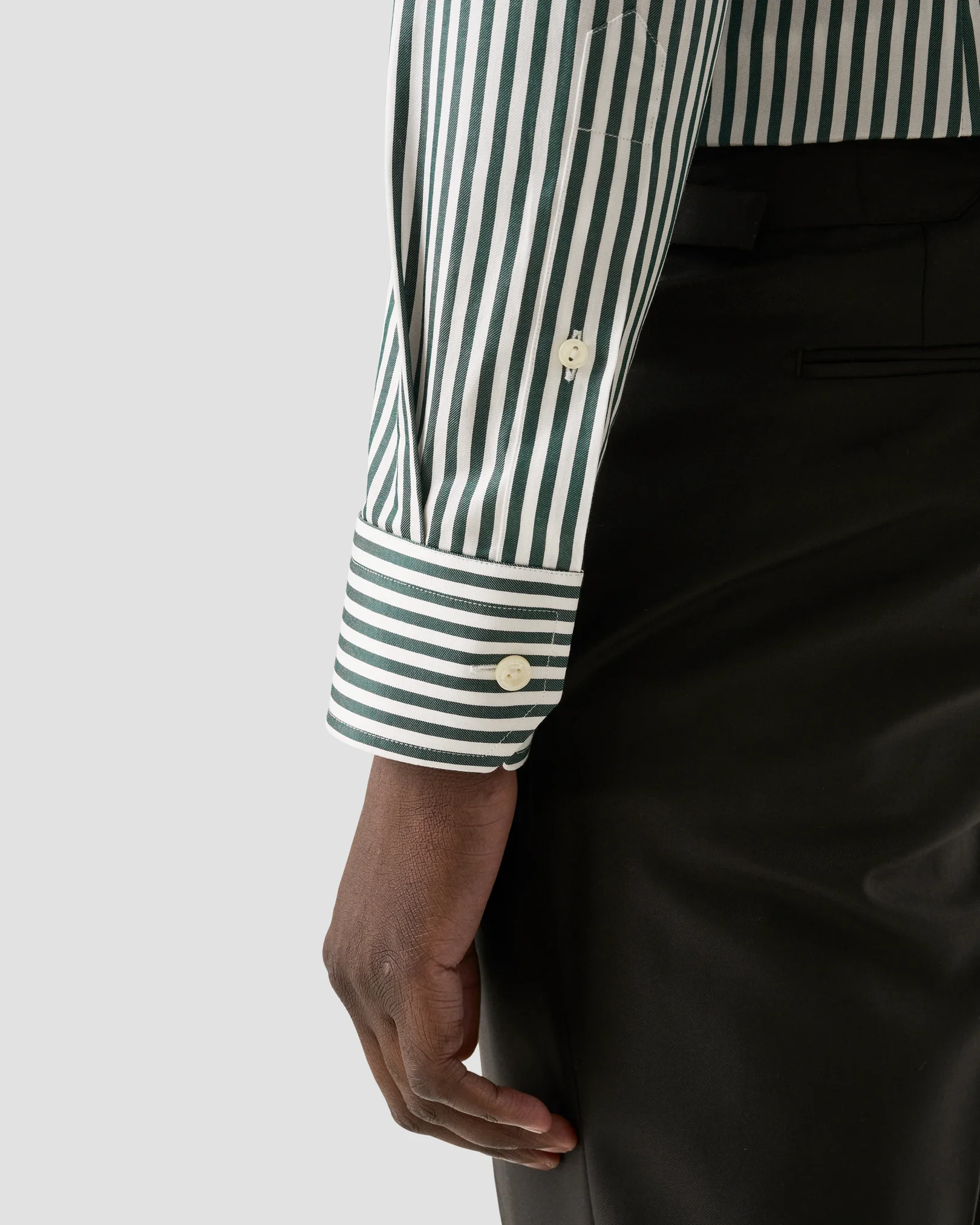 Eton - dark green bengal striped signature twill shirt