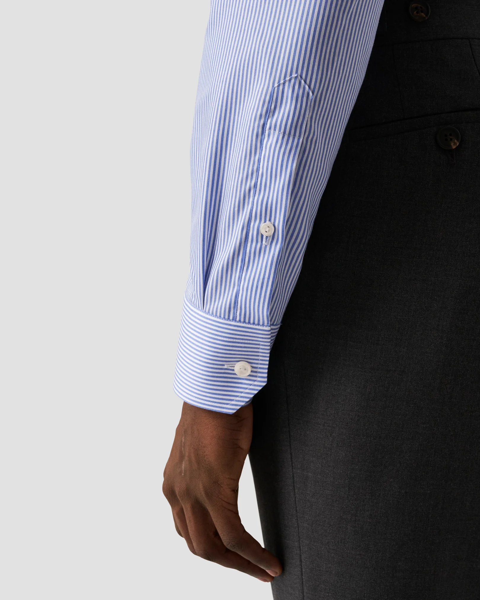 Eton - Mid Blue Striped Fine Twill Shirt