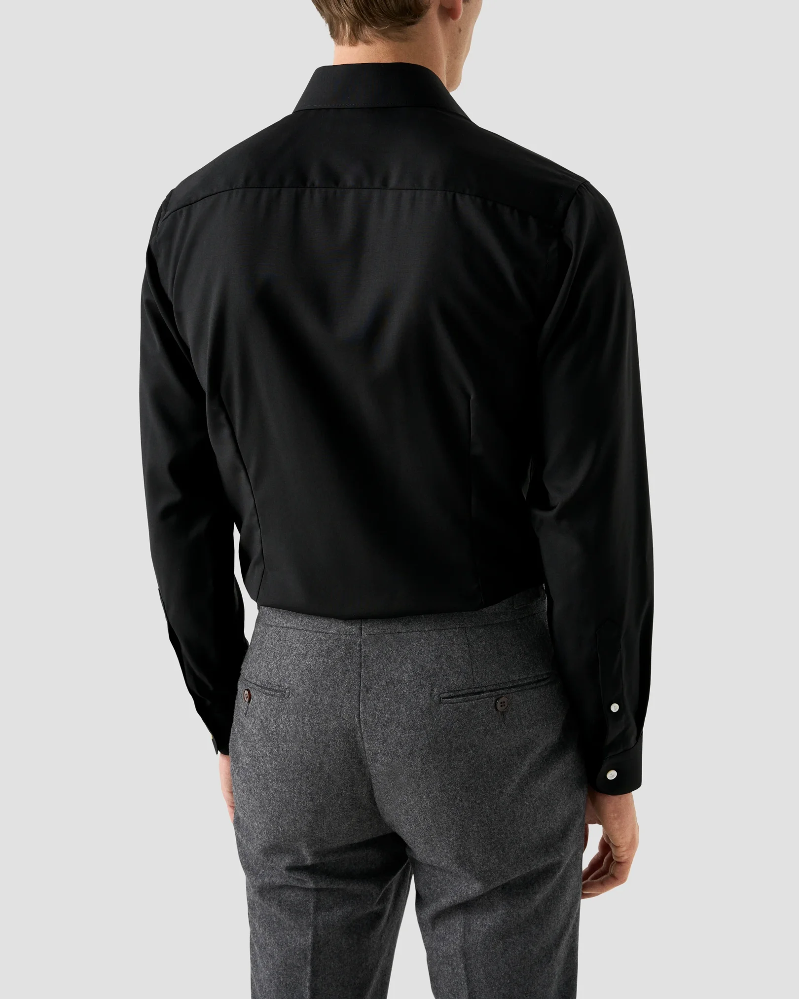 Eton - solid black merino shirt