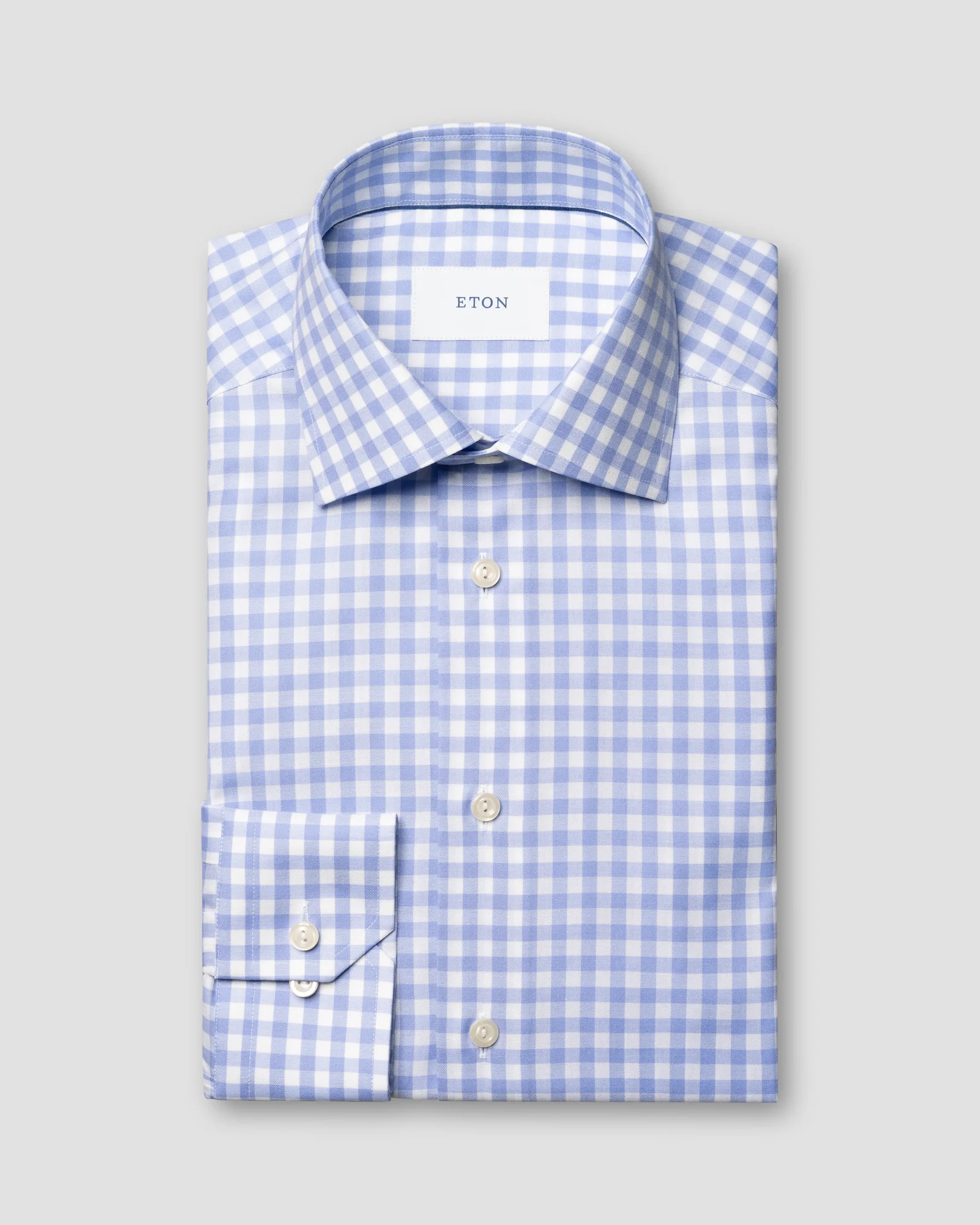 Eton - gingham check shirt cut away single