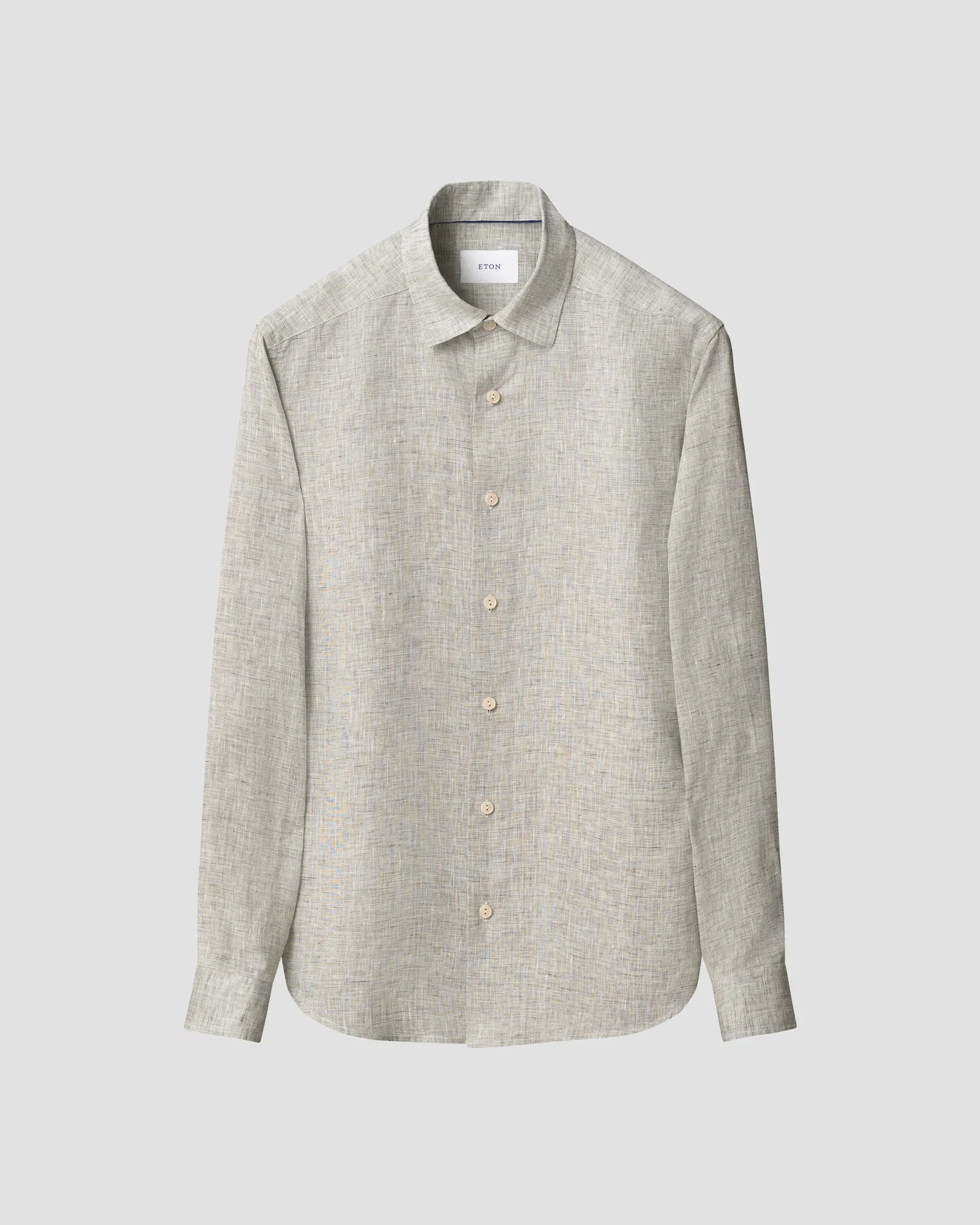 Eton - dark green solid linen shirt