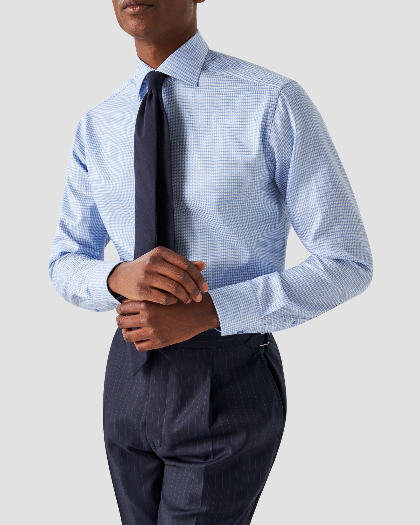 Eton - checked houndstooth signature twill