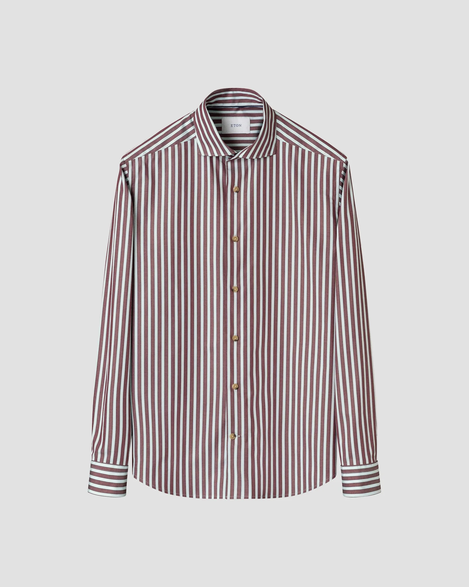Eton - dark red bengal striped fine twill shirt