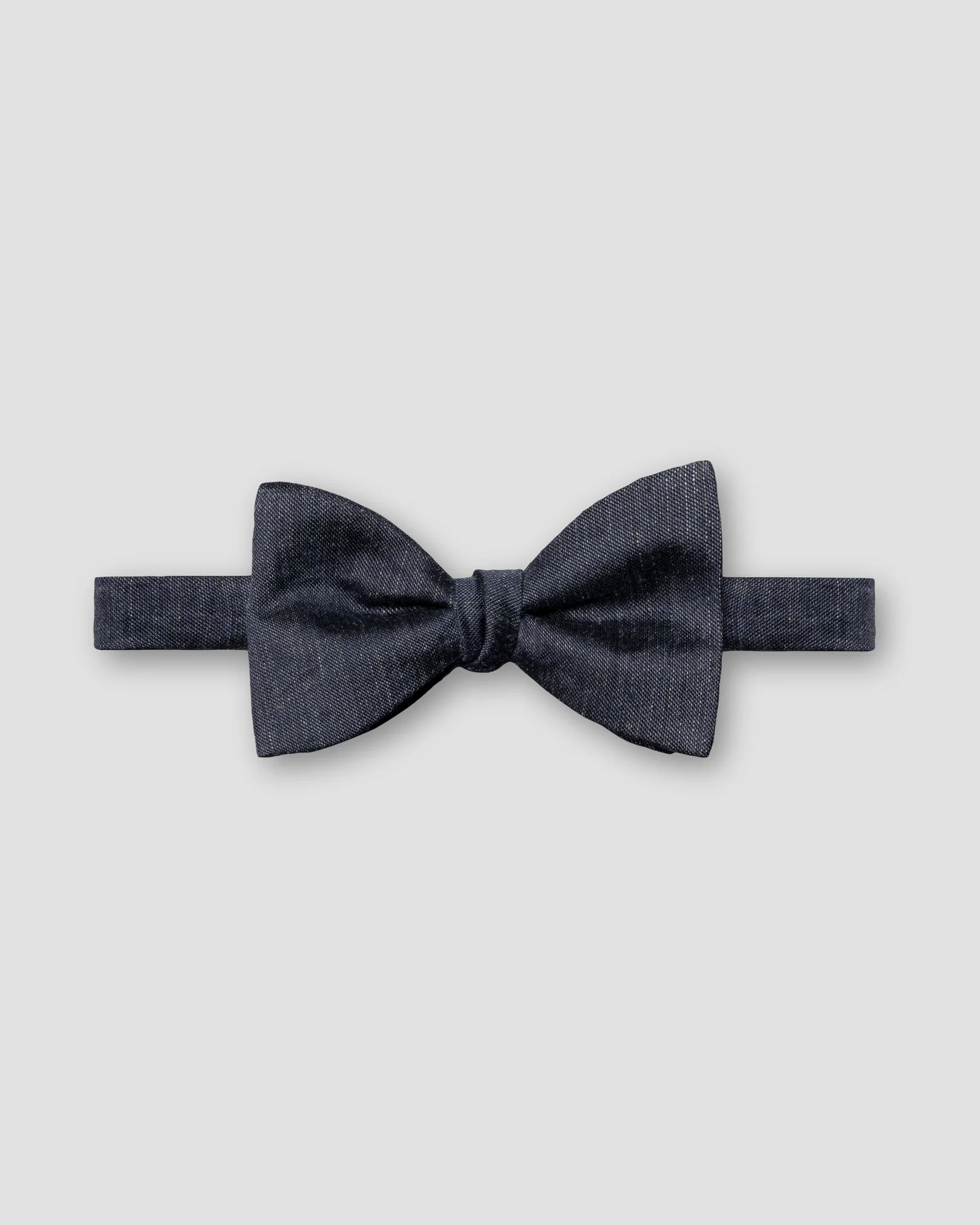 Eton - navy blue solid linen silk bow tie self tied