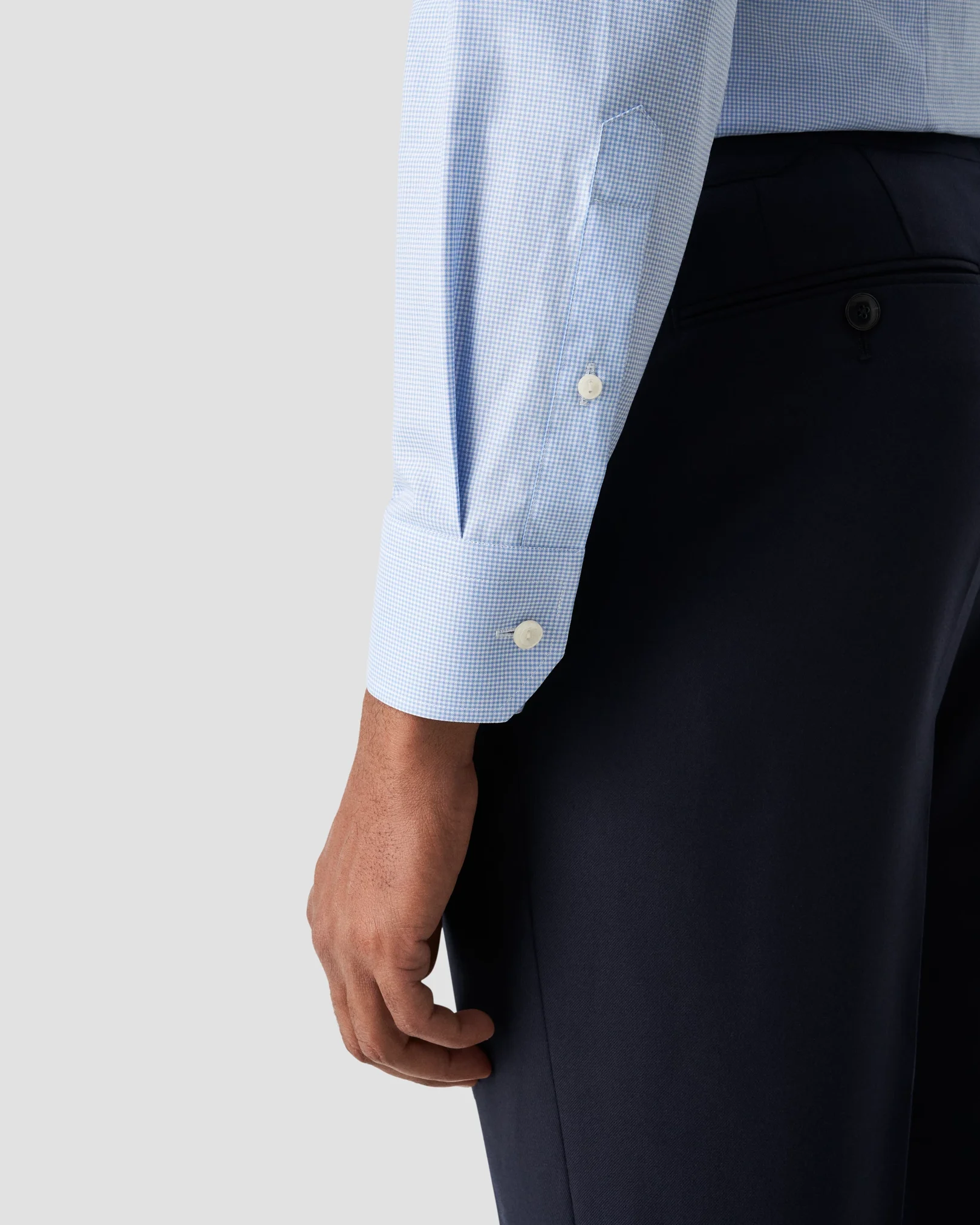 Eton - light blue fine check signature twill shirt