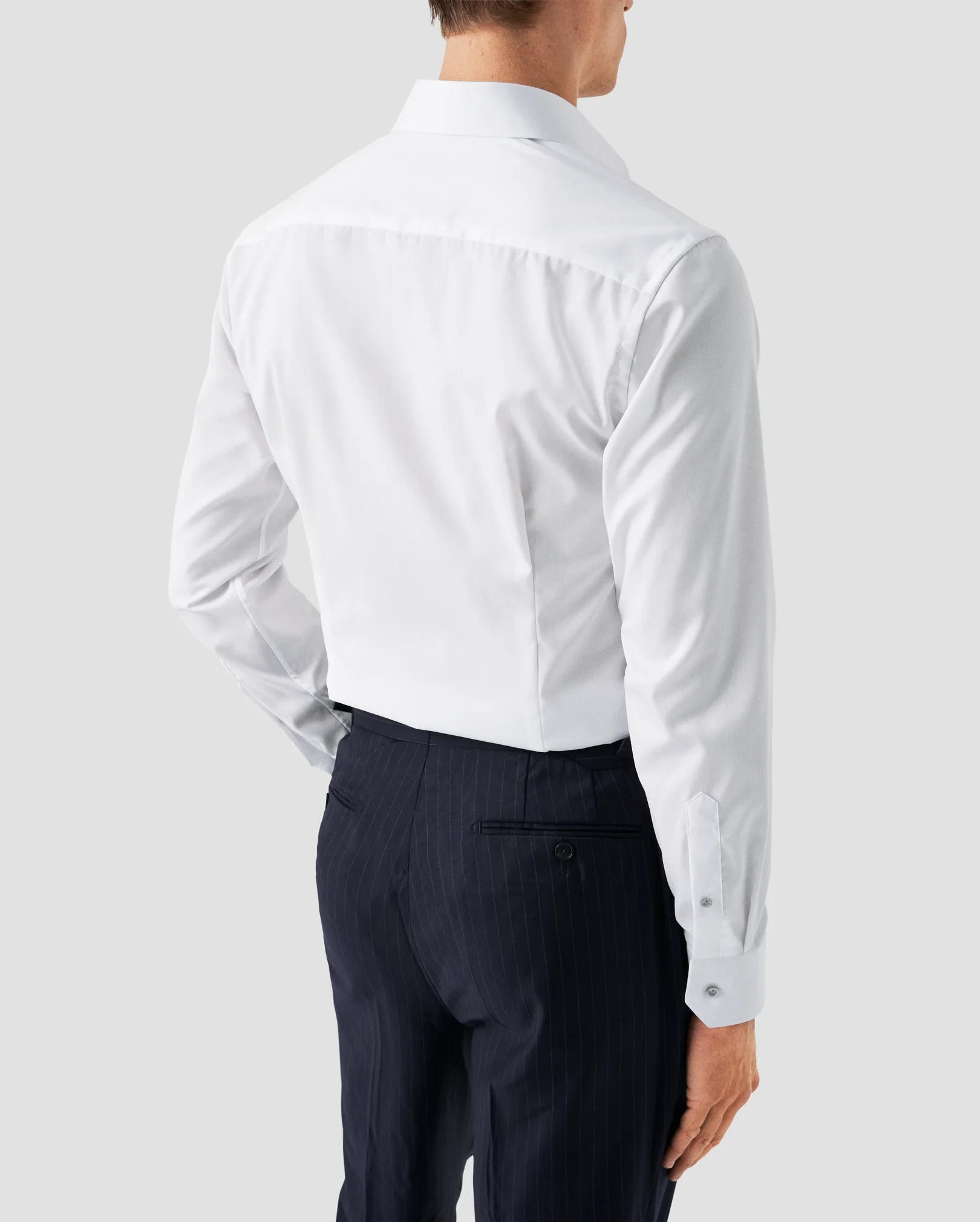 Eton - white twill shirt with grey details