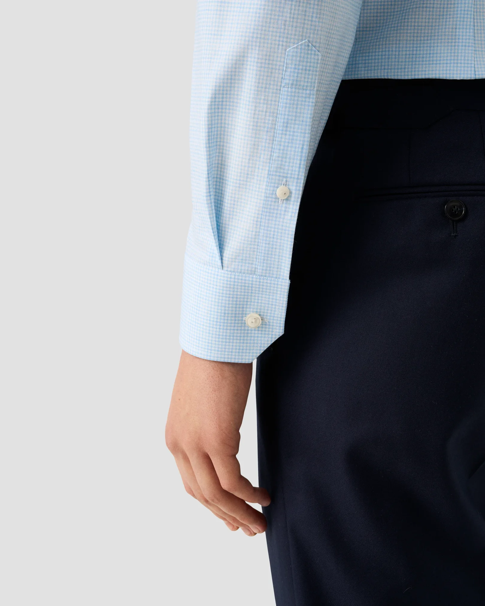 Eton - light blue check fine twill shirt 253