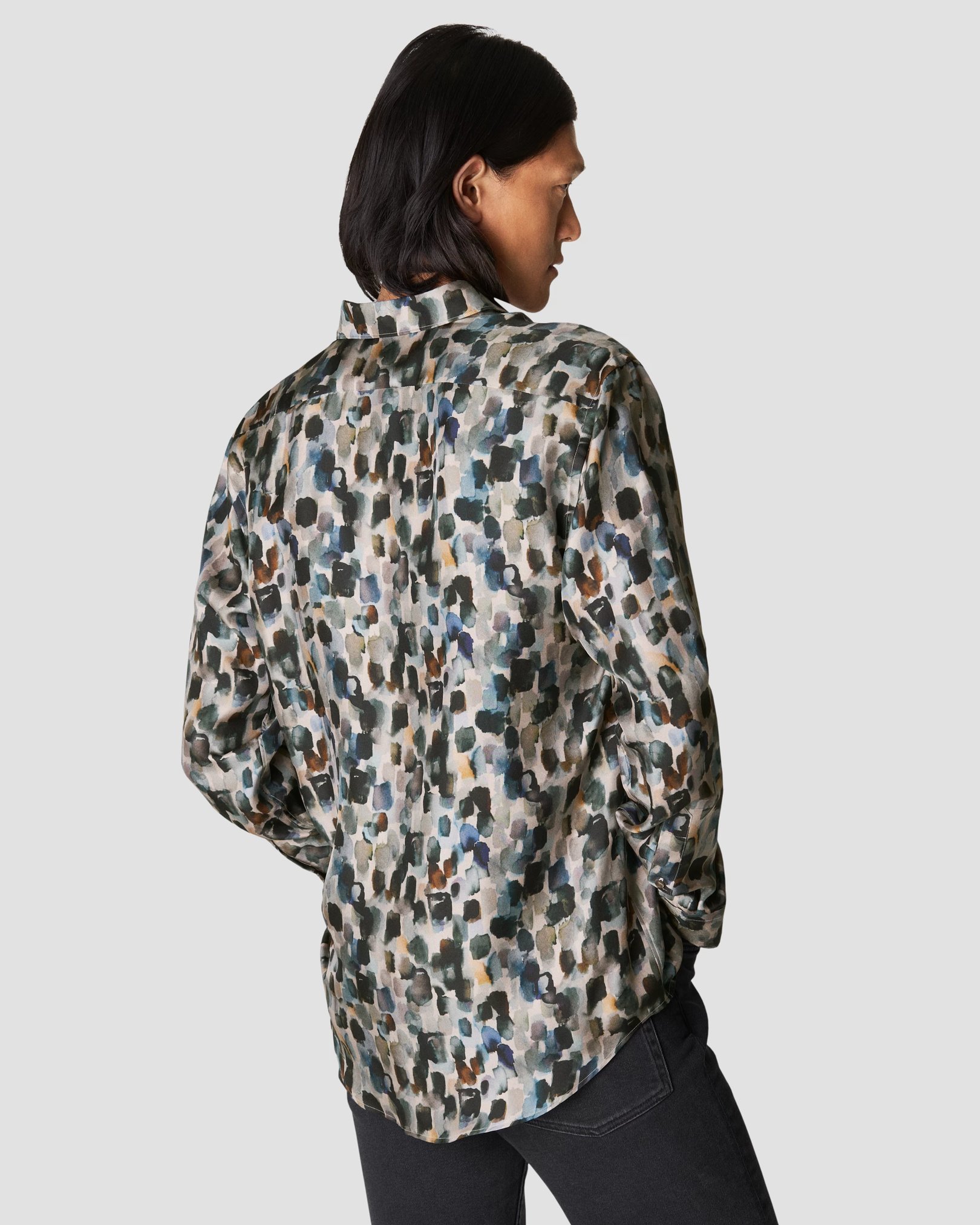 Eton - beige silk twill print shirt
