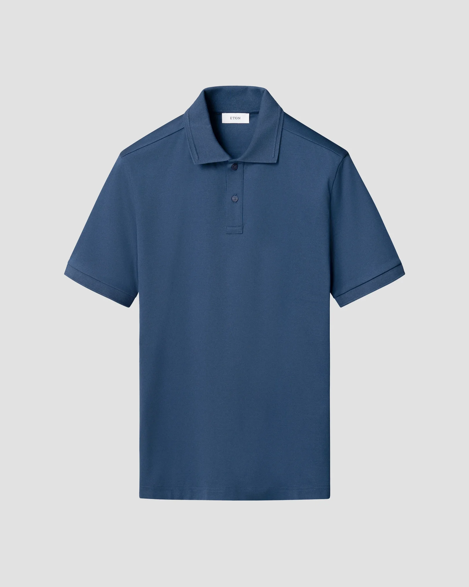 Eton - mid blue cotton interlock polo shirt