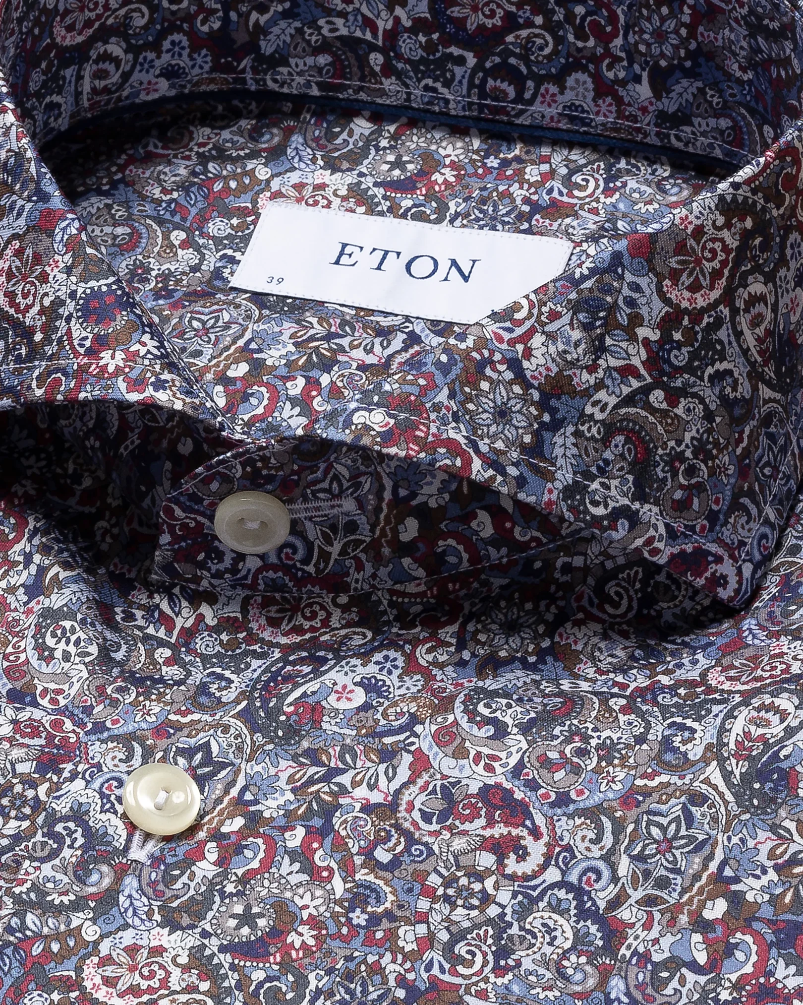 Eton - red scandinavian paisley print shirt