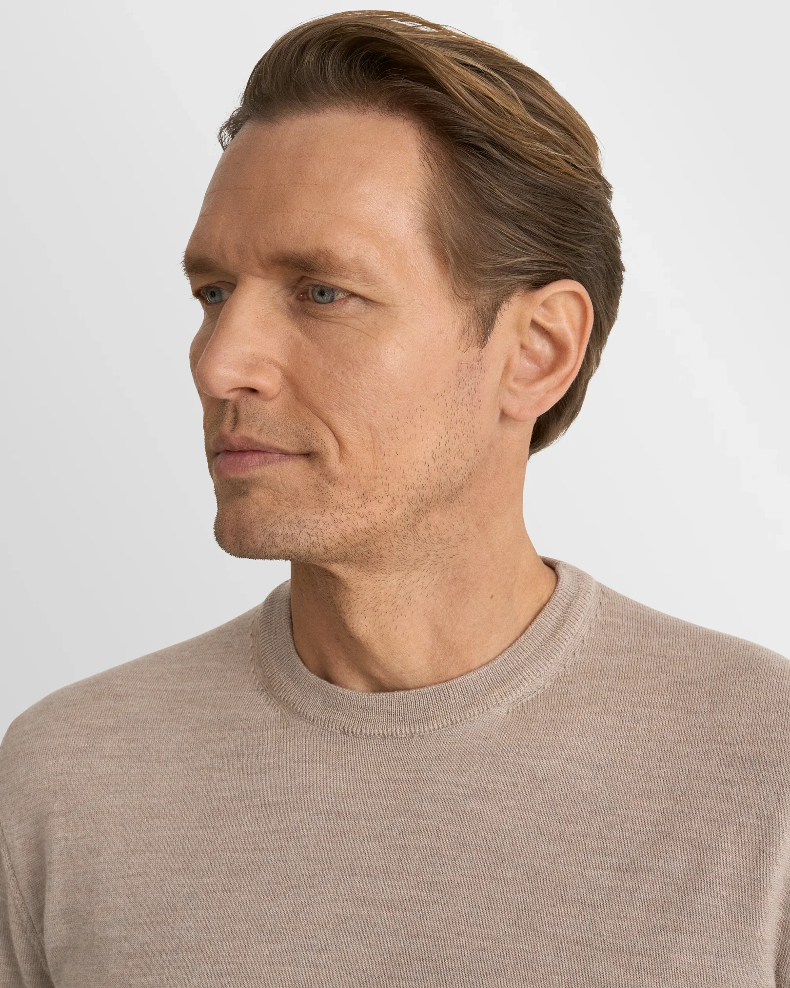 Eton - beige merino knit crewneck