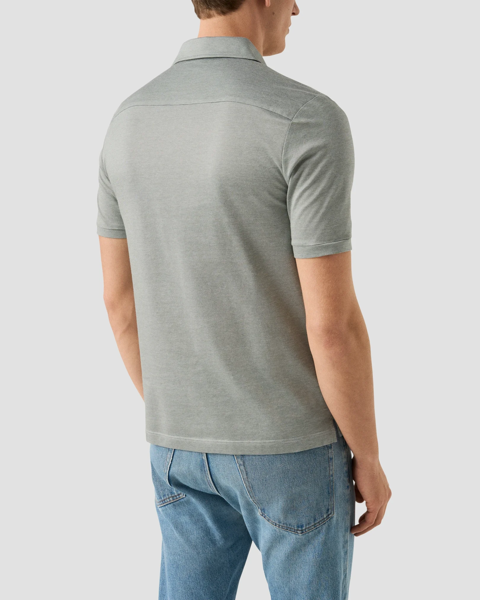 Eton - mid green jacquard filo di scozia polo shirt