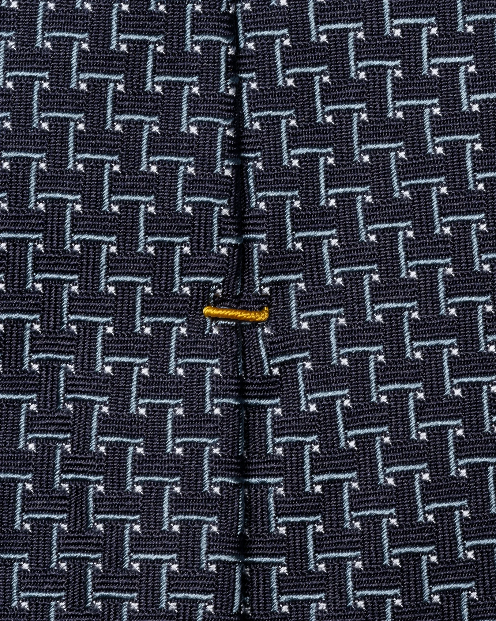 Eton - navy blue geometric woven silk tie 266