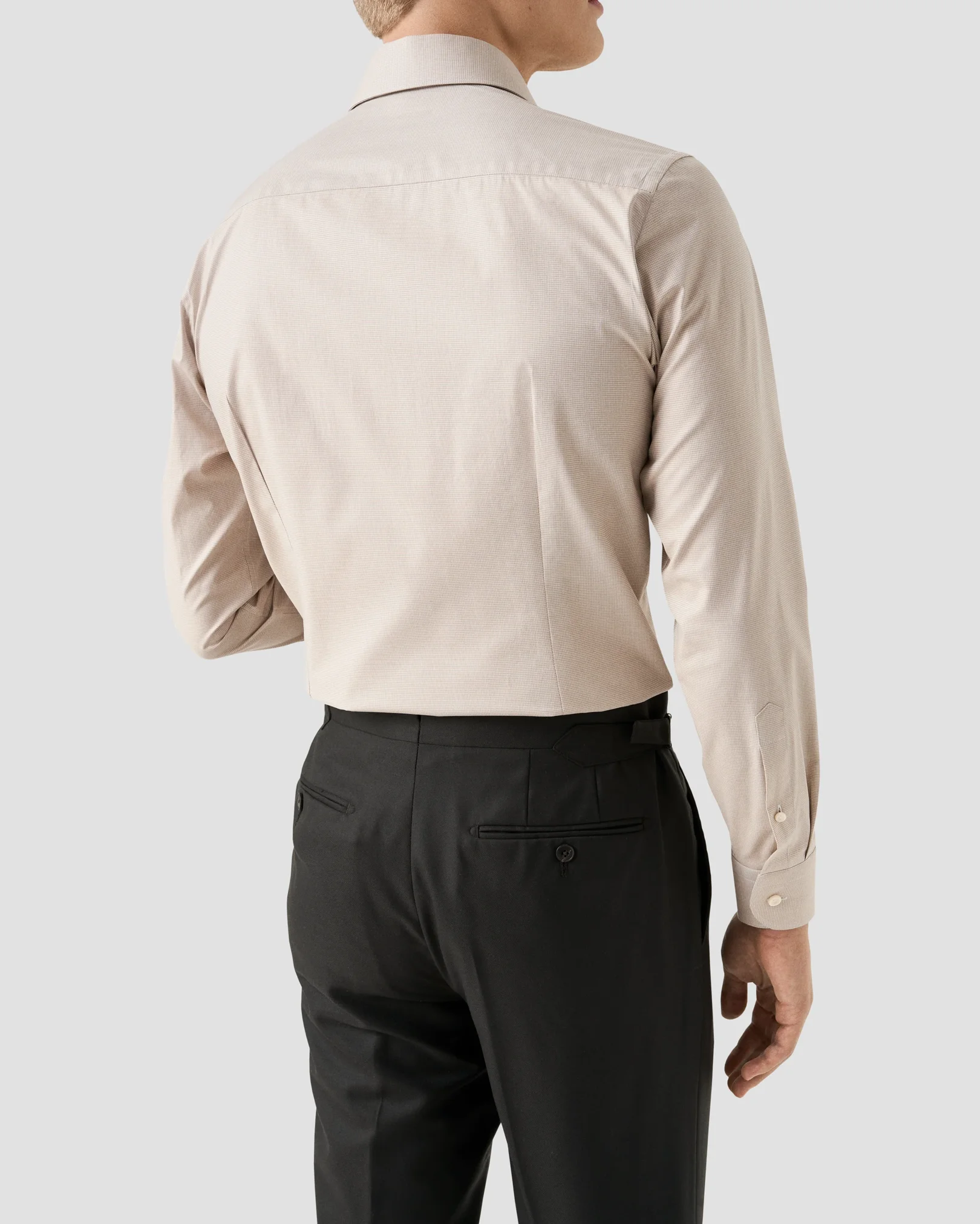 Eton - beige micro check twill shirt 256