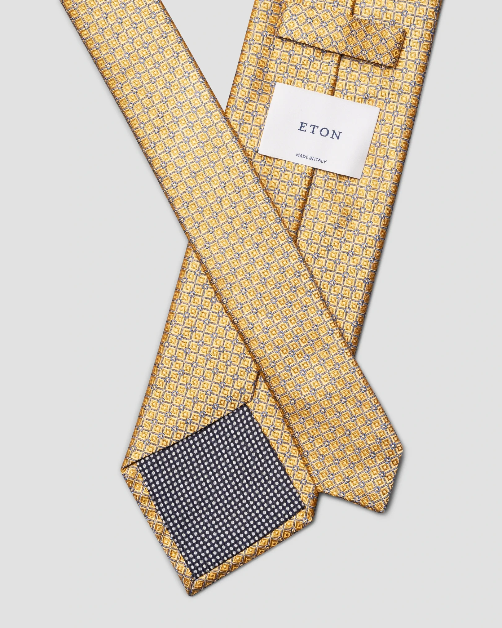 Eton - geometric woven silk tie yellow geometric woven silk tie