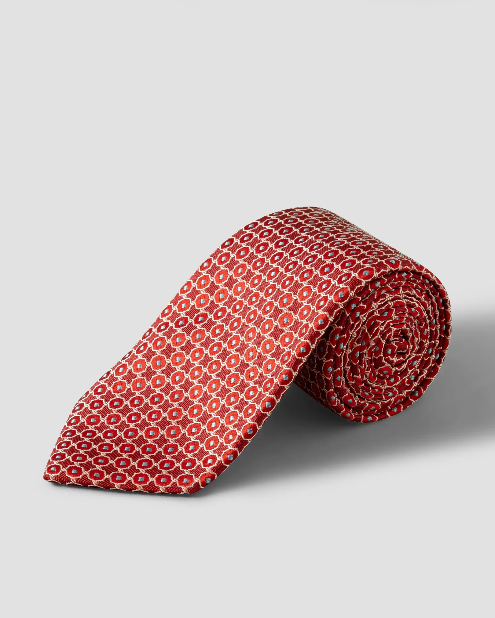 Eton - red geometrical woven silk tie