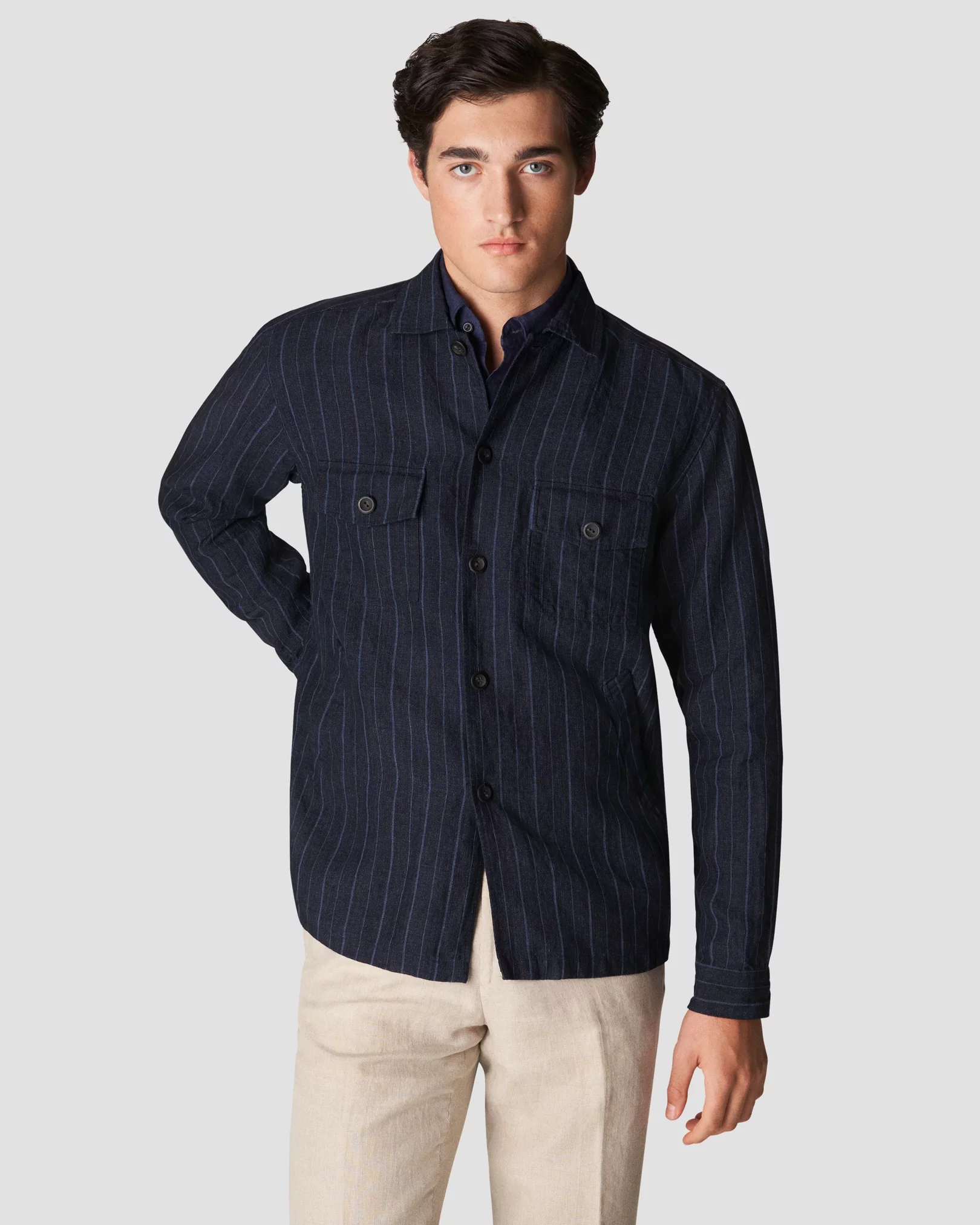 Eton - navy linen overshirt