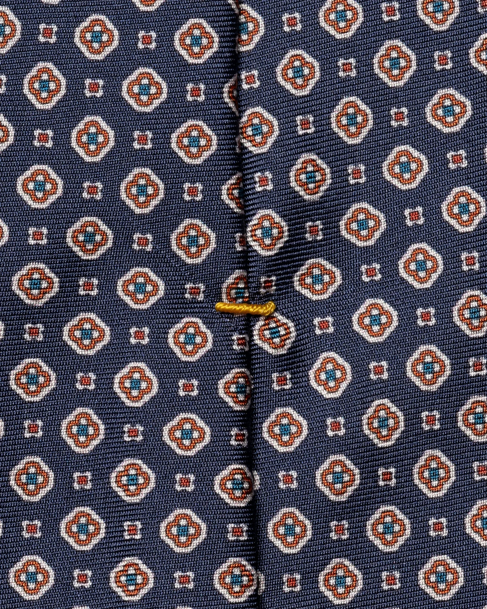Eton - navy blue medallion printed silk tie