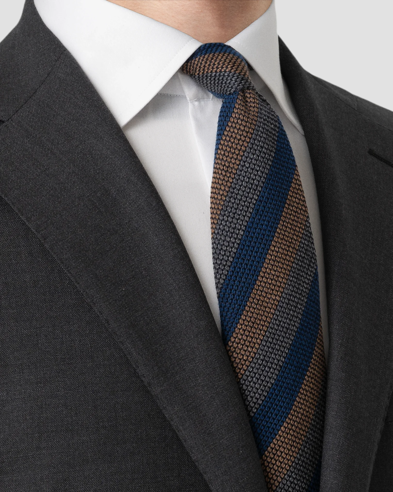 Eton - silk wool grenadine tie dark brown