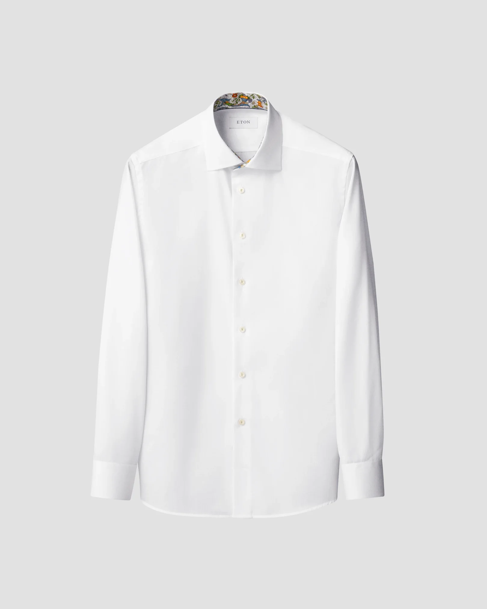 Eton - white signature twill floral cotrast shirt