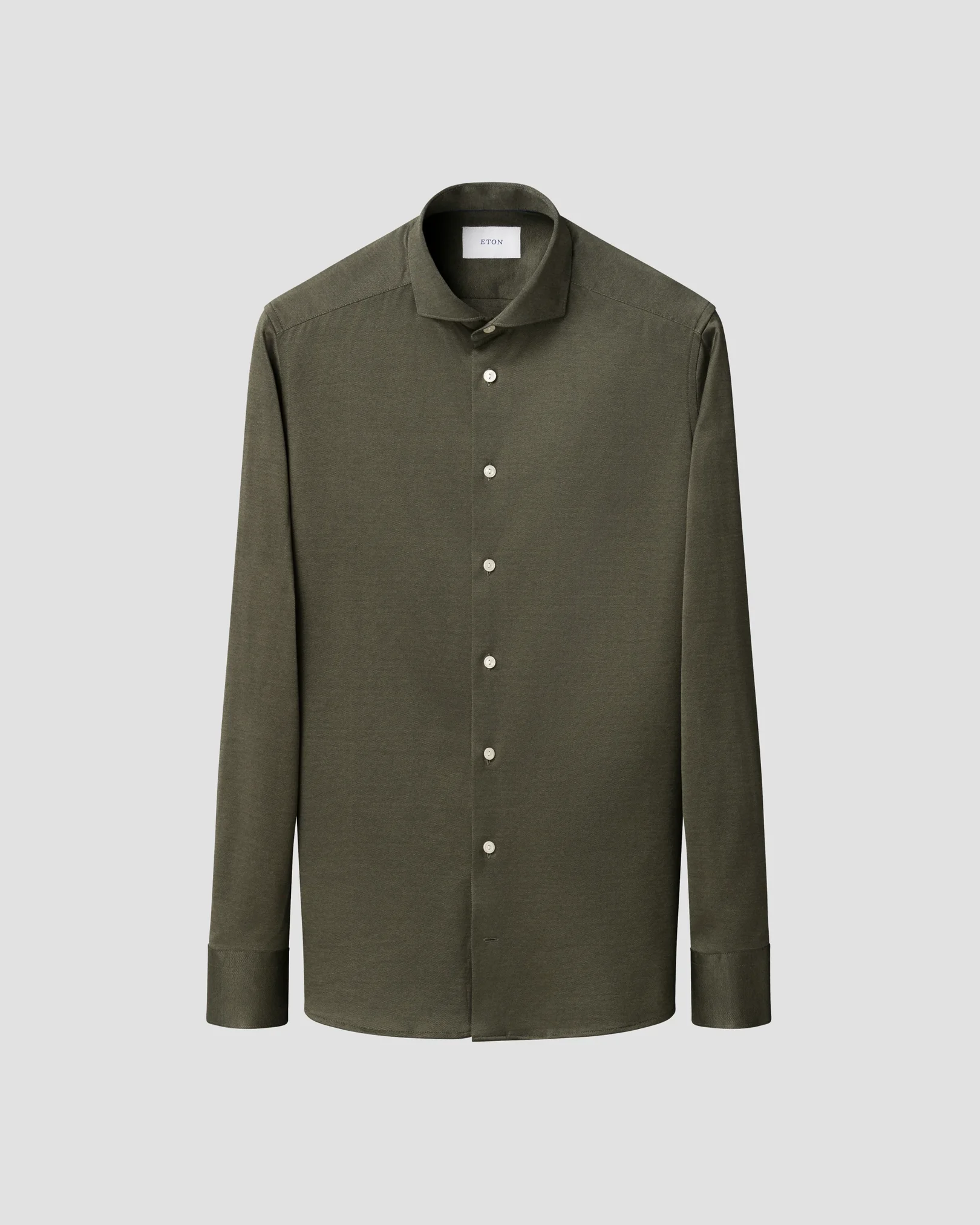 Eton - filo di scozia knit shirt dark green