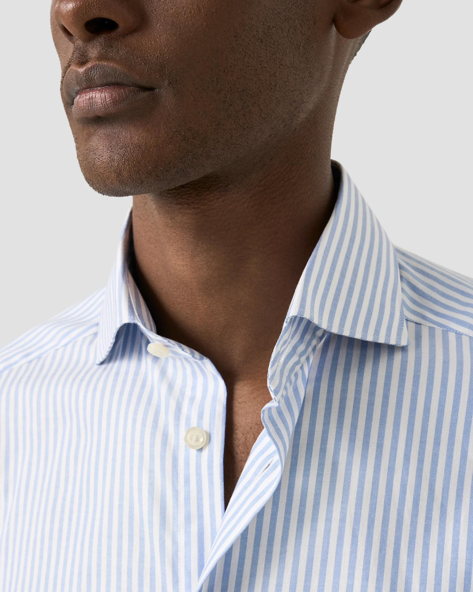 Eton - striped signature oxford shirt wide spread rounded