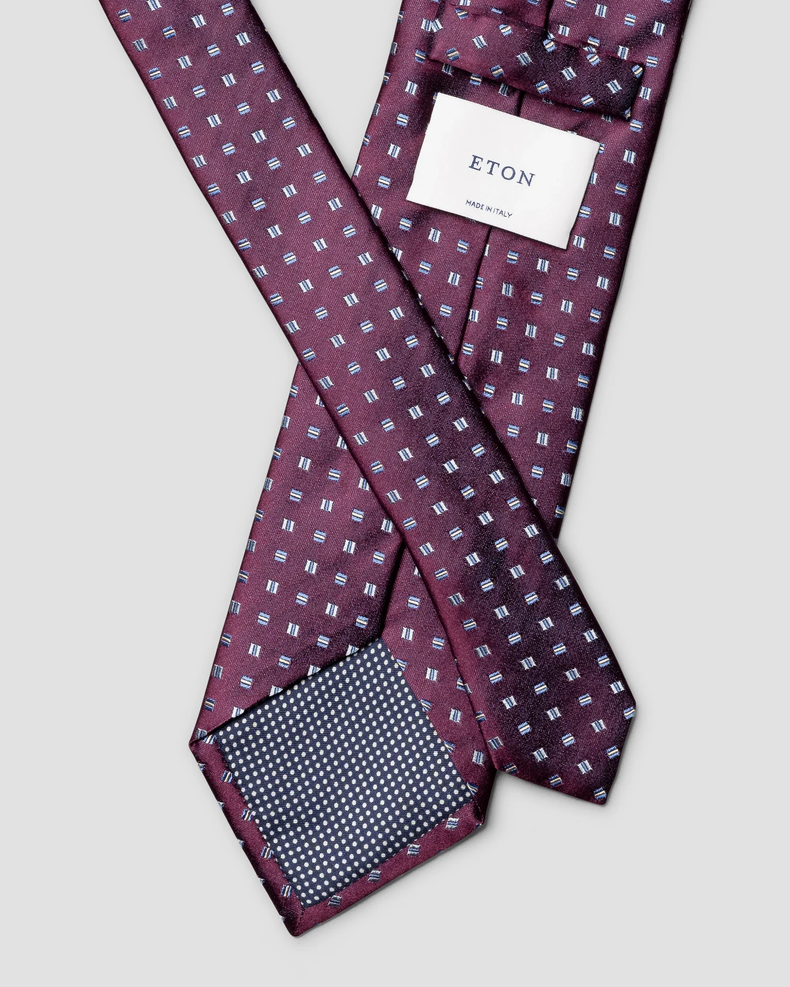 Eton - dark purple geometric woven silk tie 258