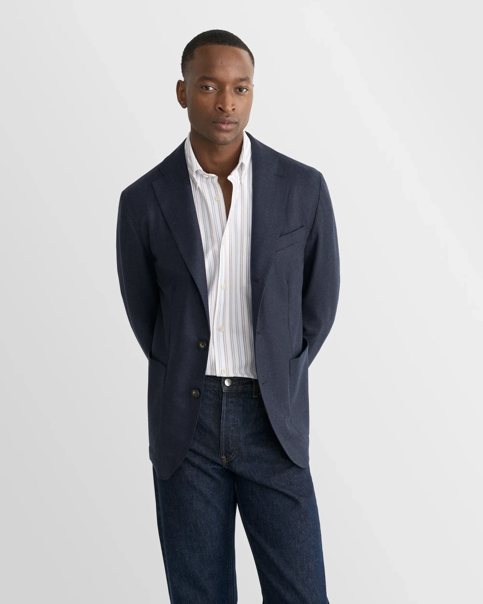 Eton - white bold striped oxford shirt