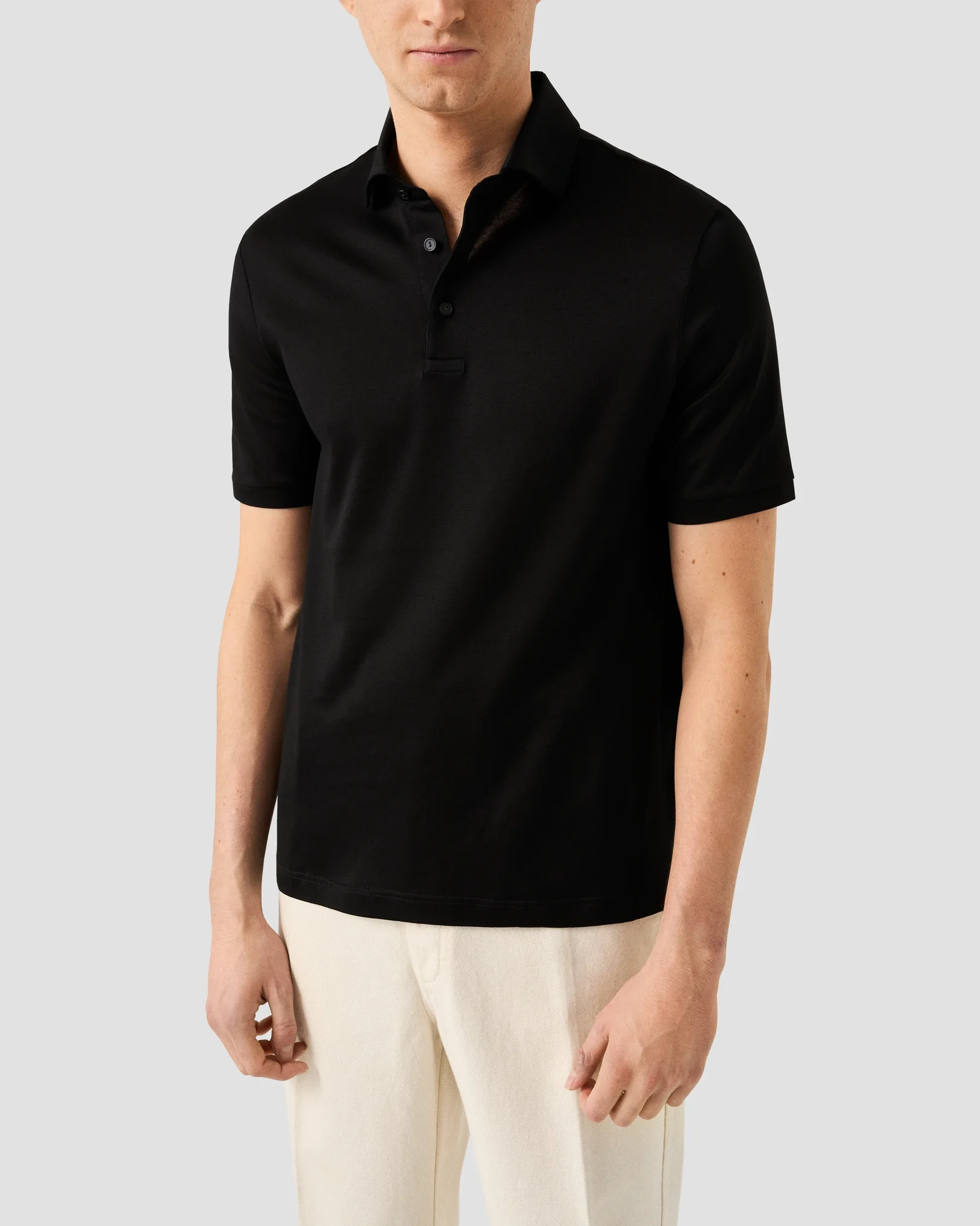 Eton - jacquard filo di scozia polo shirt black jacquard
