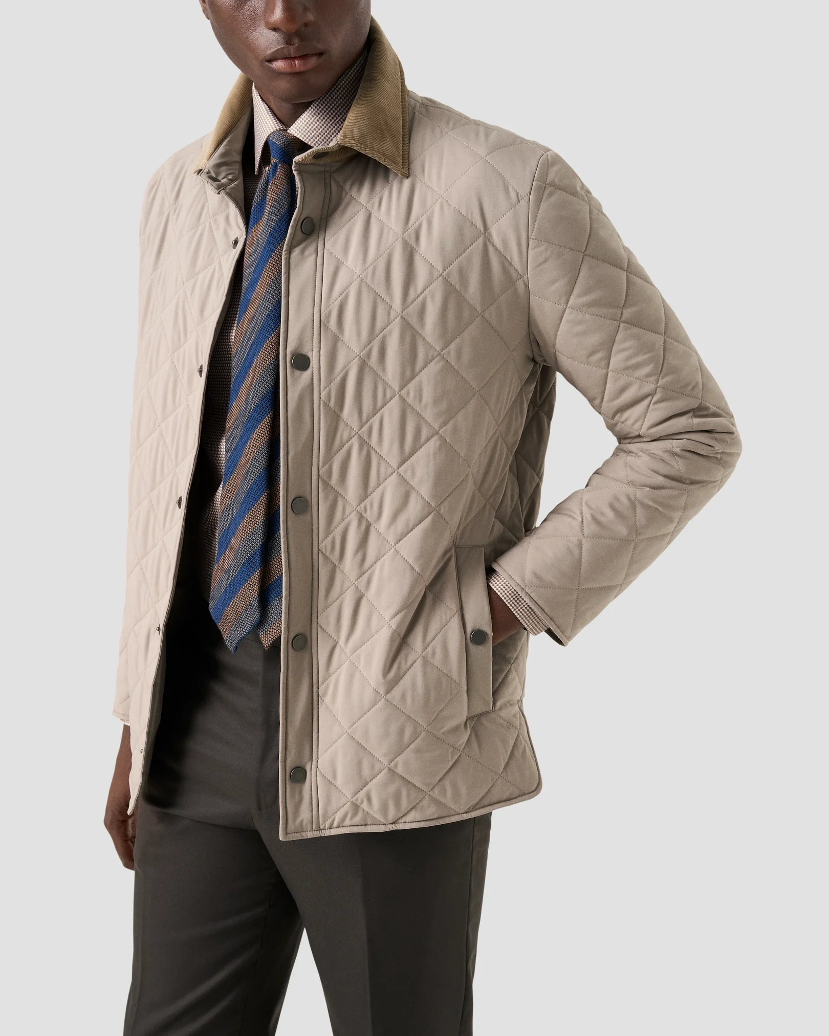 Eton - beige houndstooth king twill shirt