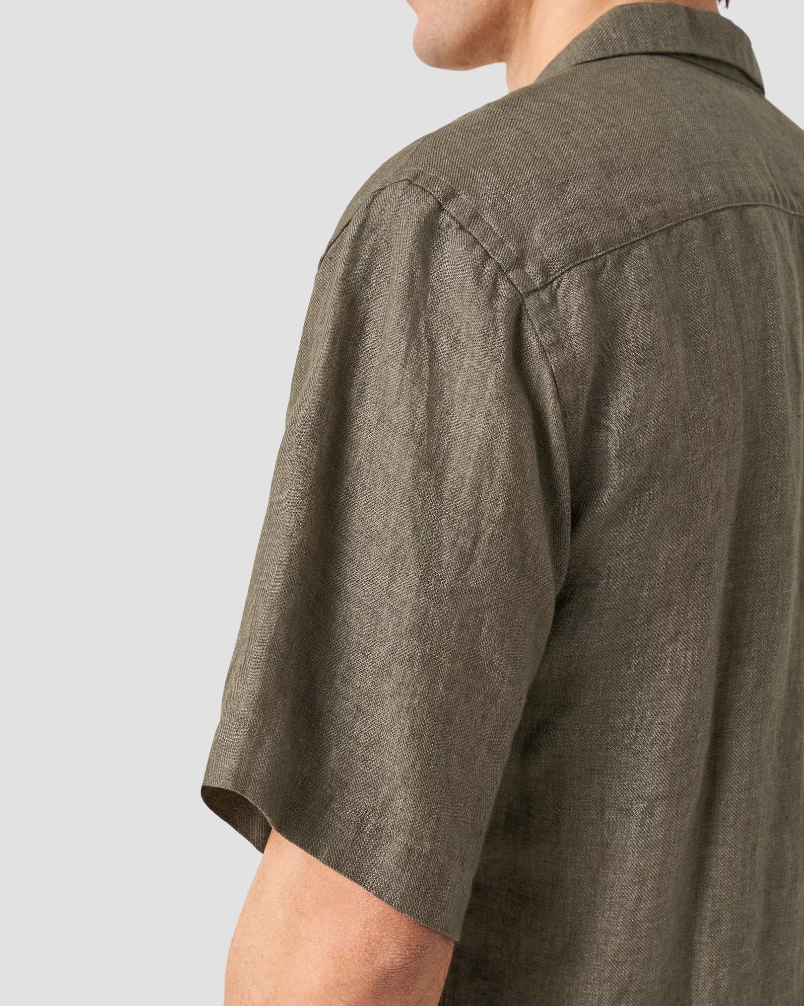 Eton - Dark Brown Heavy Linen Resort Shirt