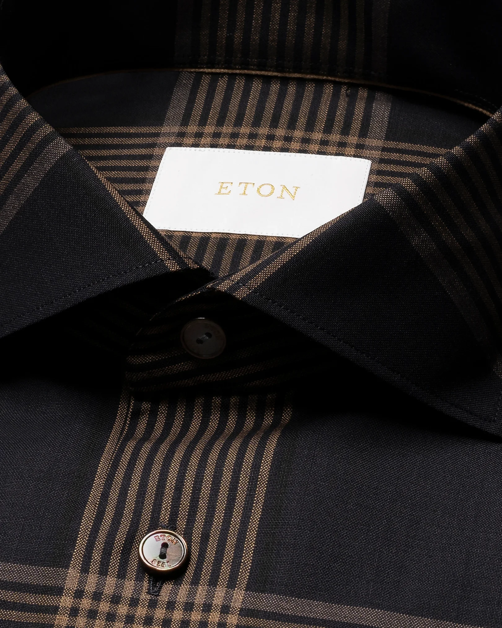 Eton - navy blue bold check merino shirt