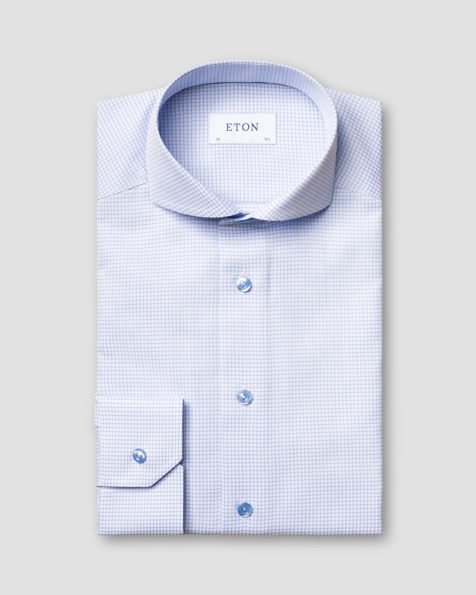 Blue Micro Check Stretch Shirt - Eton