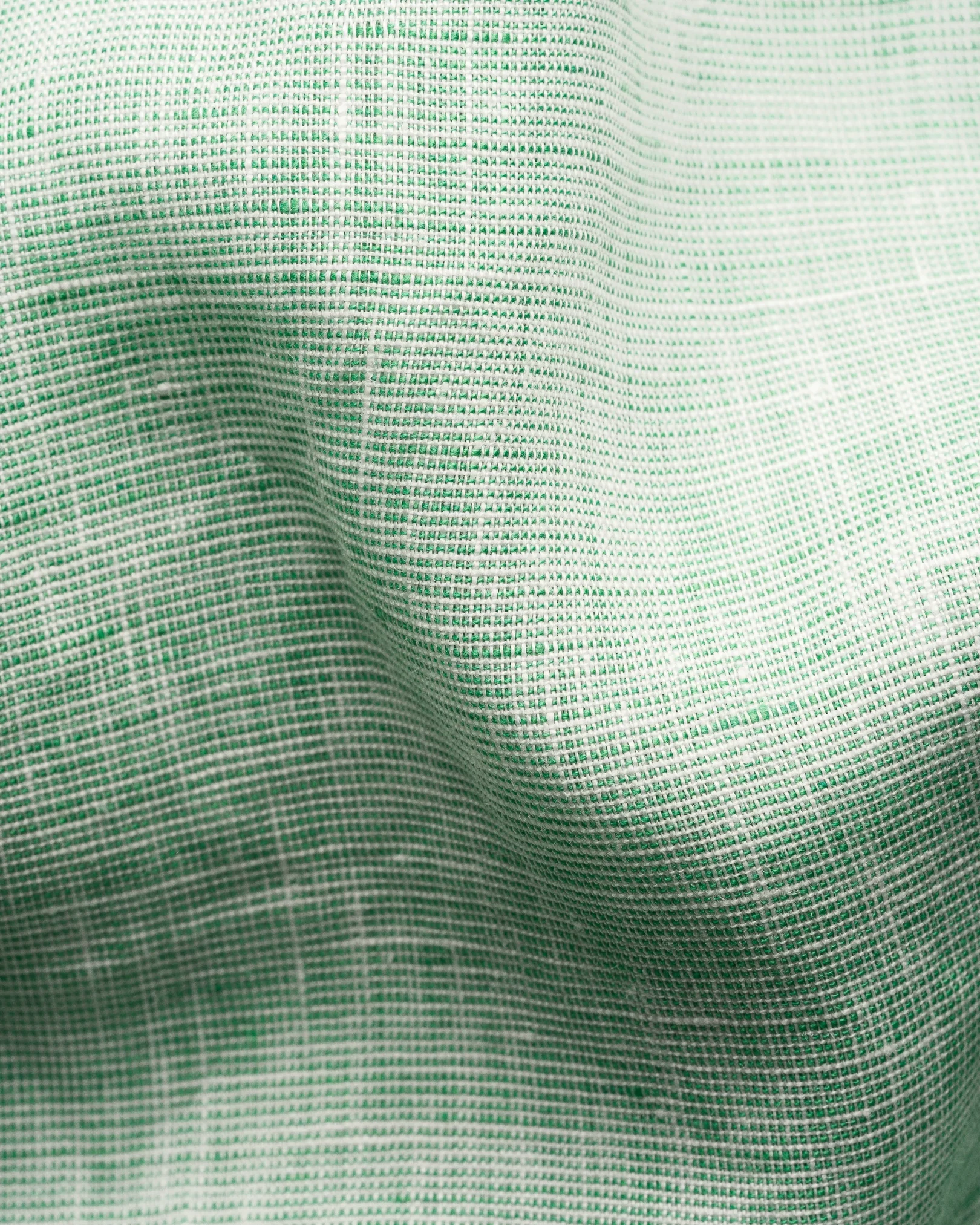 Eton - mid green solid linen short sleeve shirt spread