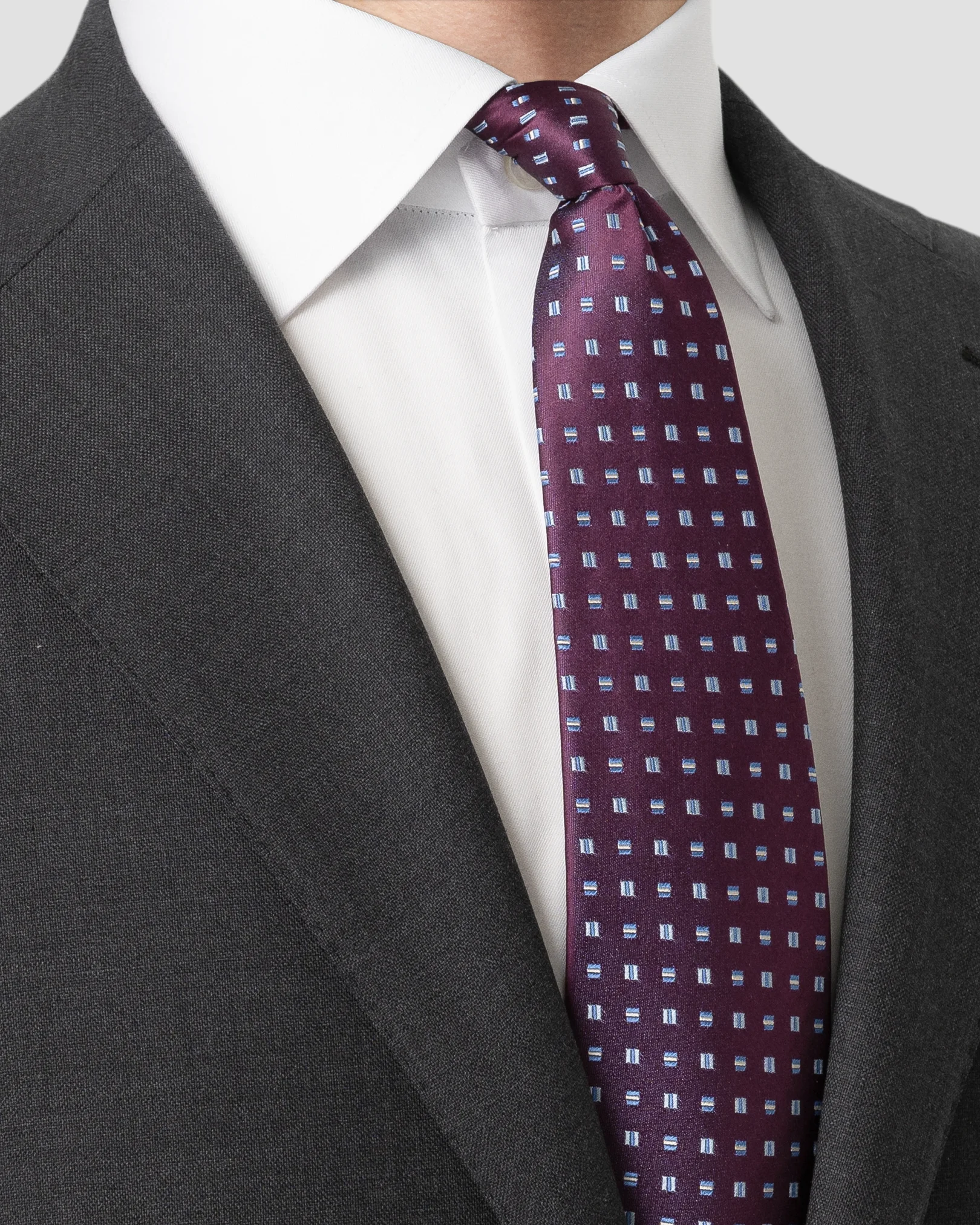 Eton - dark purple geometric woven silk tie 258